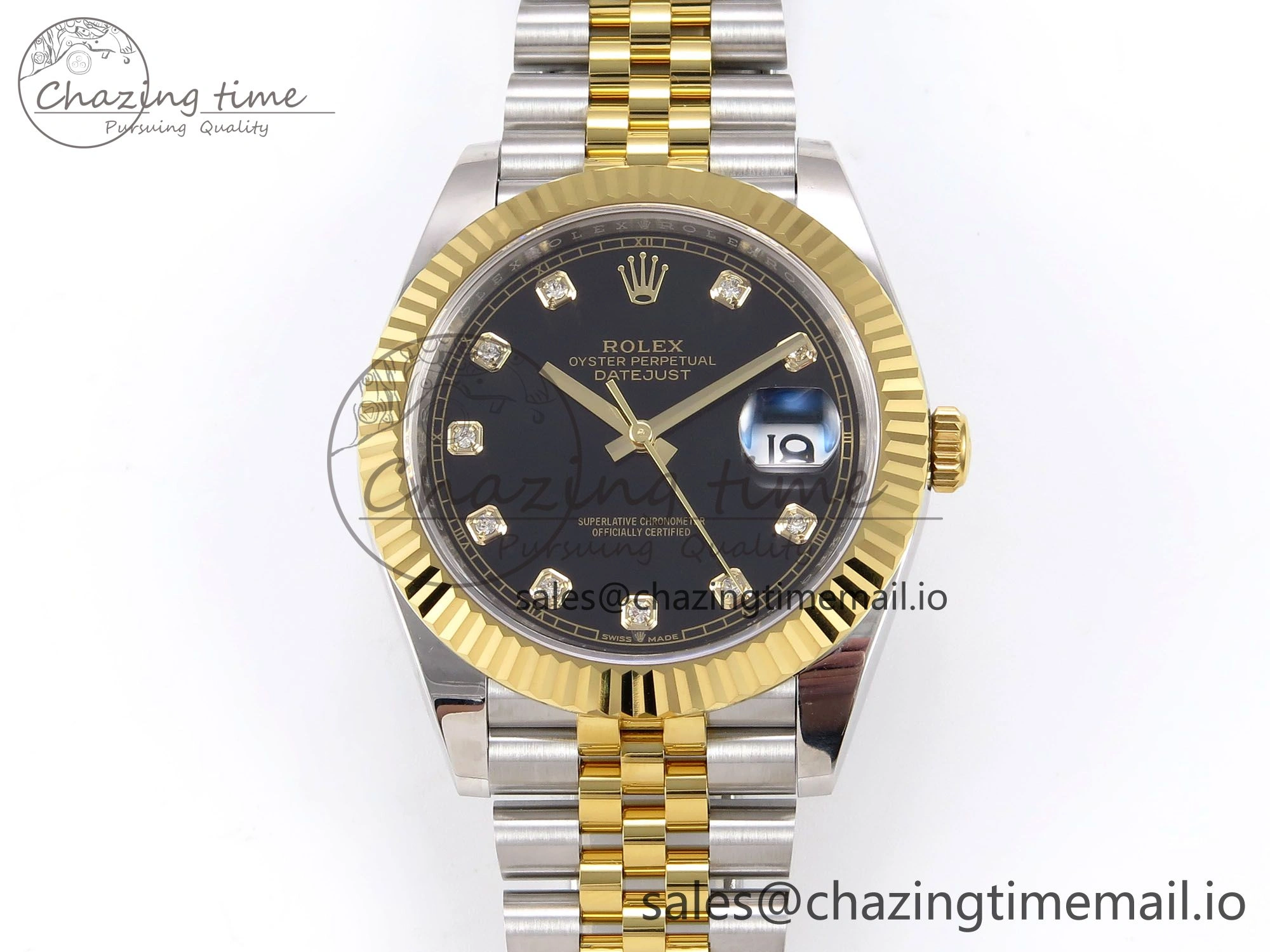 DateJust 41 126333 EWEF Best Edition Black Diamonds Dial on SS YG Jubilee Bracelet A3235