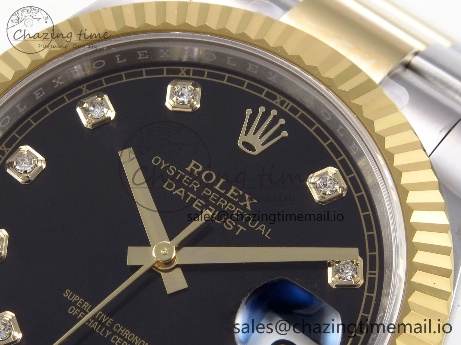 DateJust 41 126333 EWEF Best Edition Black Diamonds Dial on SS YG Oyster Bracelet A3235