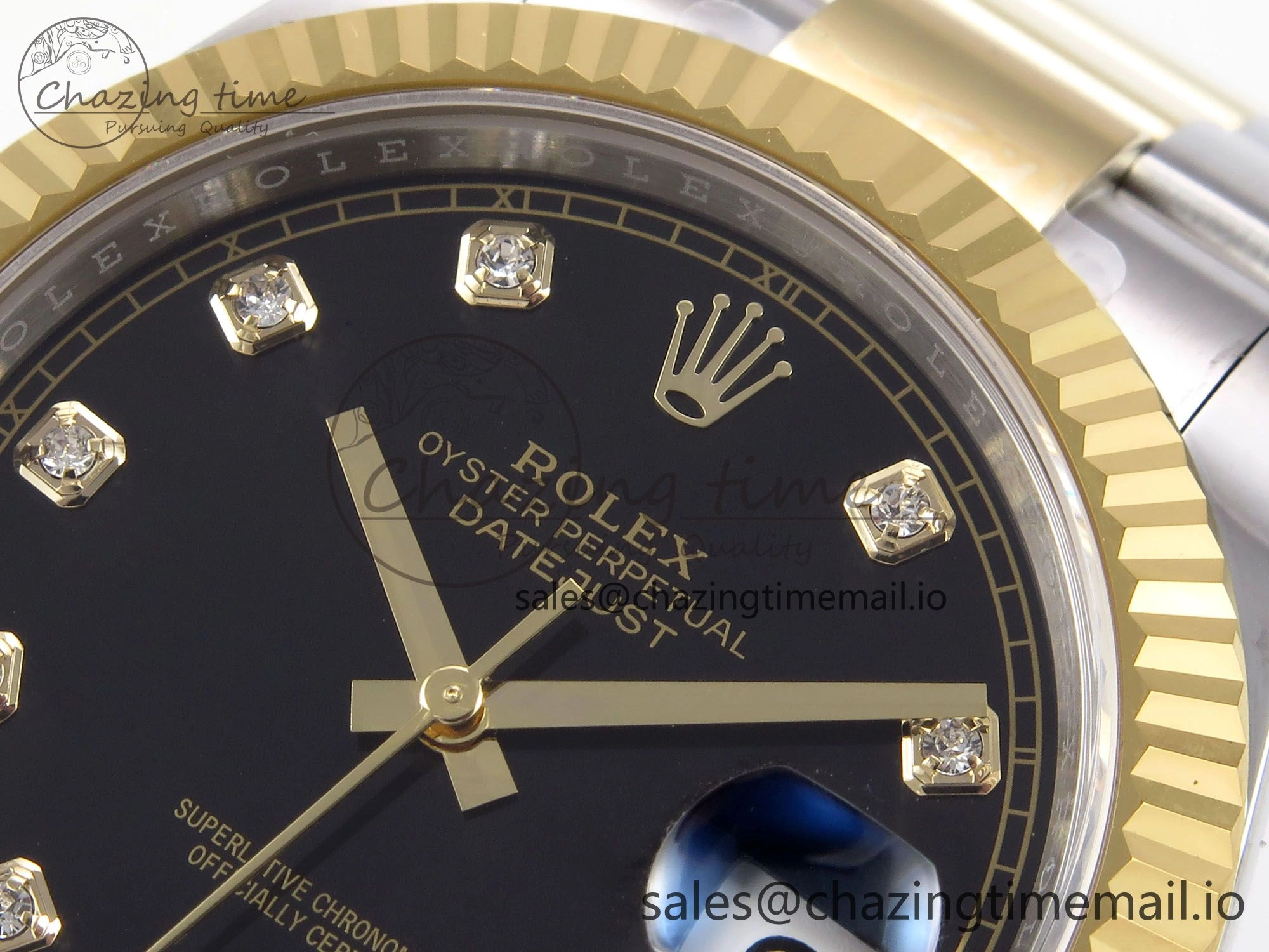 DateJust 41 126333 EWEF Best Edition Black Diamonds Dial on SS YG Oyster Bracelet A3235
