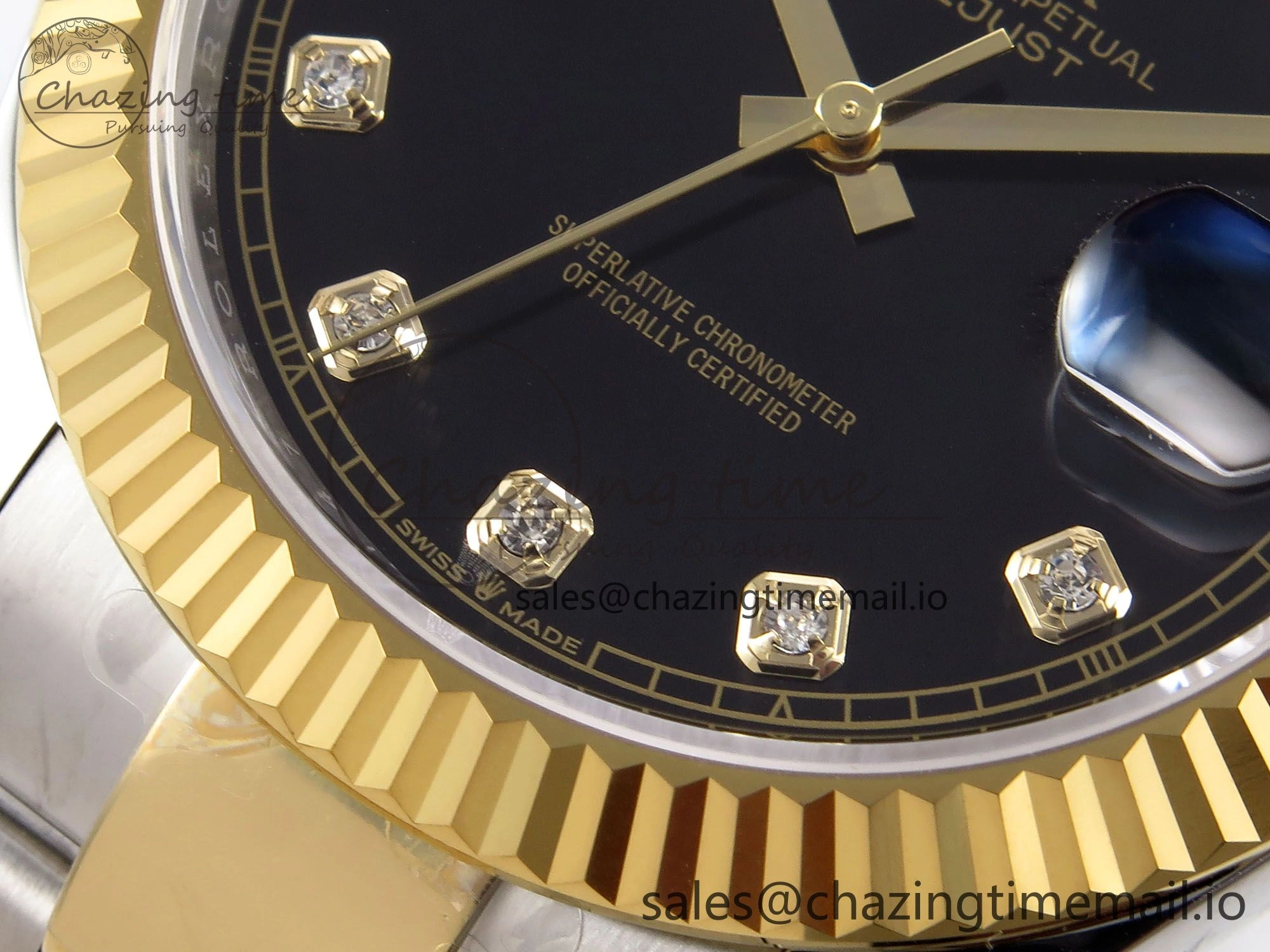DateJust 41 126333 EWEF Best Edition Black Diamonds Dial on SS YG Oyster Bracelet A3235