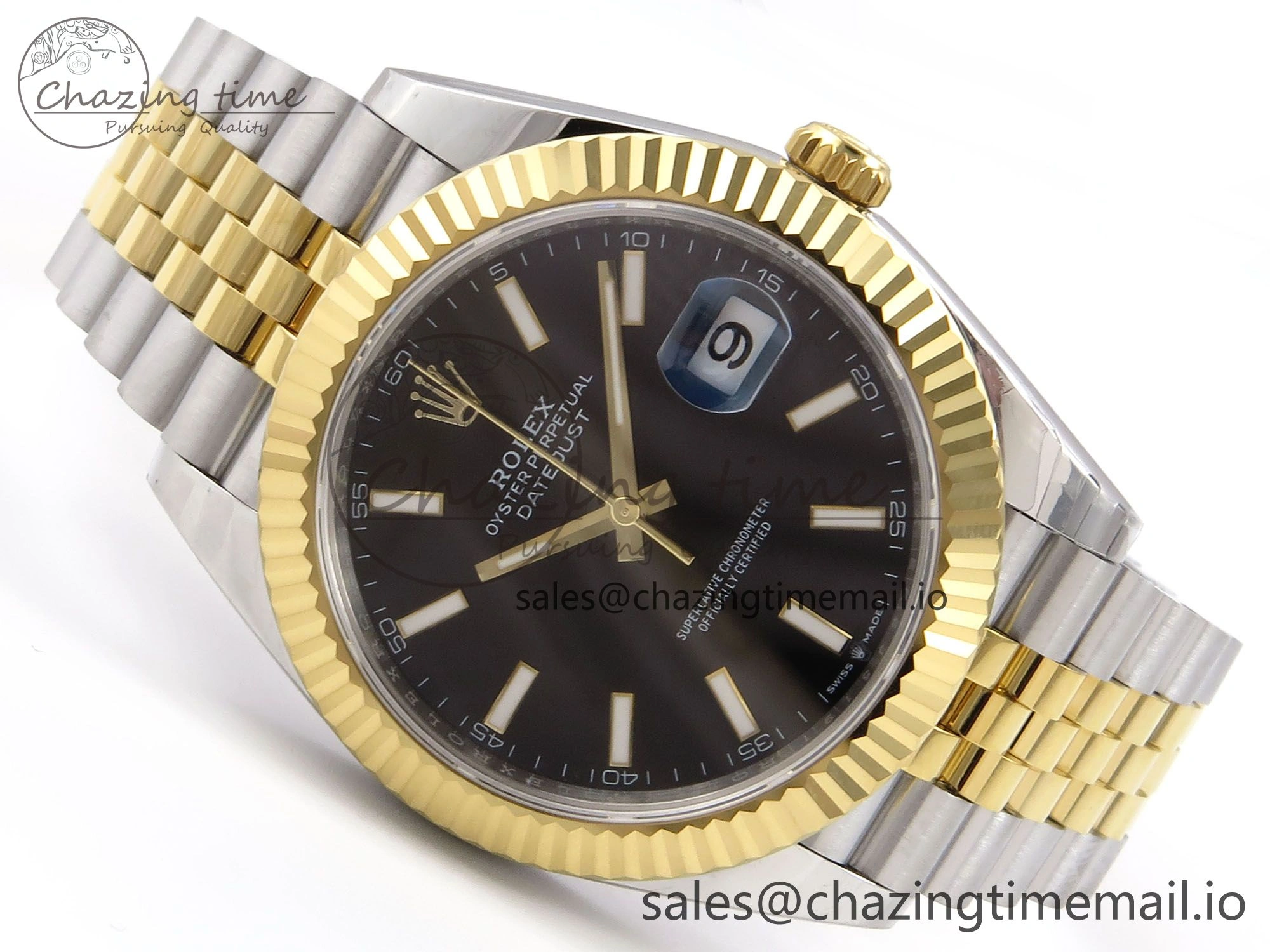 DateJust 41 126333 EWEF Best Edition Black Stick Dial on SS YG Jubilee Bracelet A3235