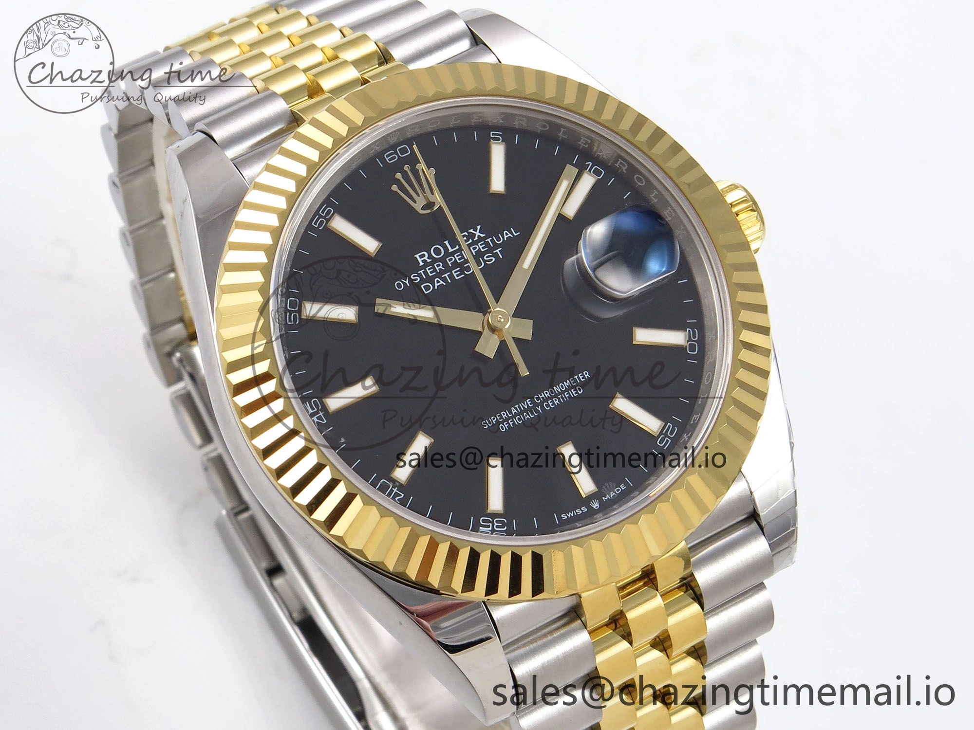 DateJust 41 126333 EWEF Best Edition Black Stick Dial on SS YG Jubilee Bracelet A3235