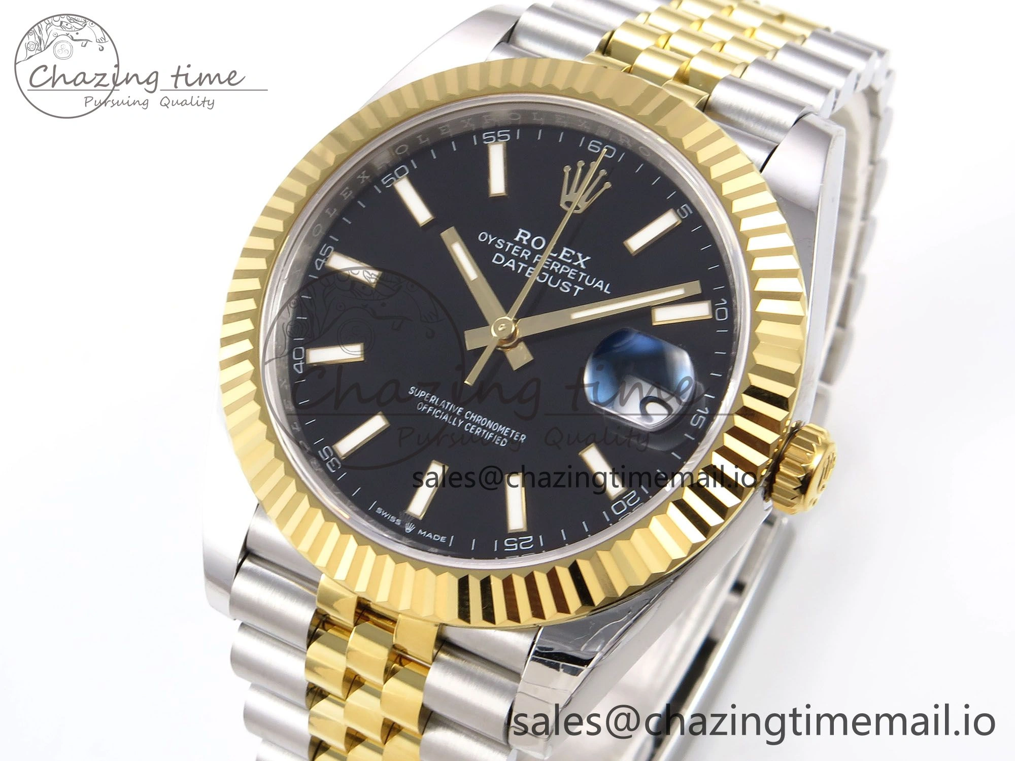 DateJust 41 126333 EWEF Best Edition Black Stick Dial on SS YG Jubilee Bracelet A3235