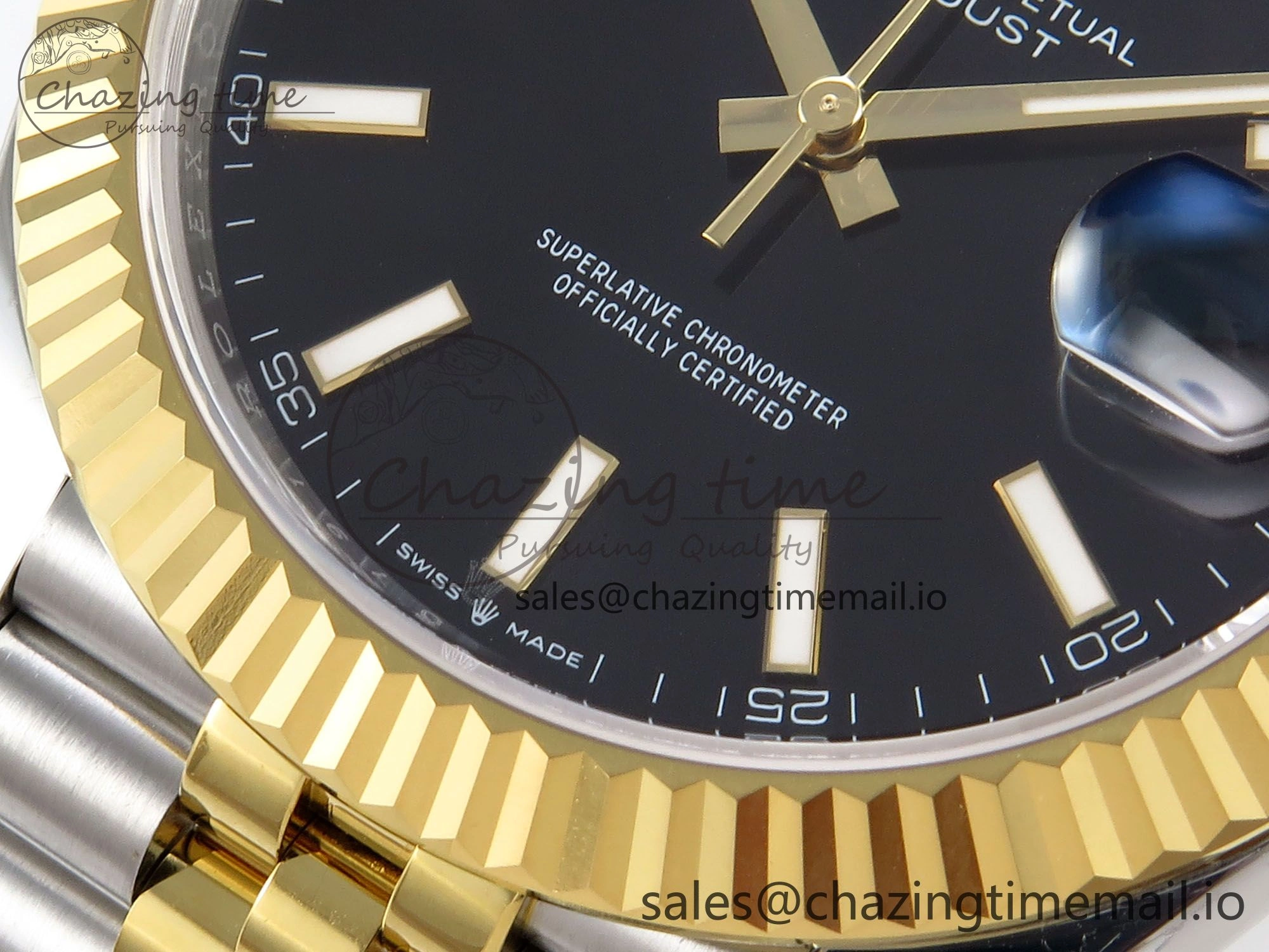 DateJust 41 126333 EWEF Best Edition Black Stick Dial on SS YG Jubilee Bracelet A3235