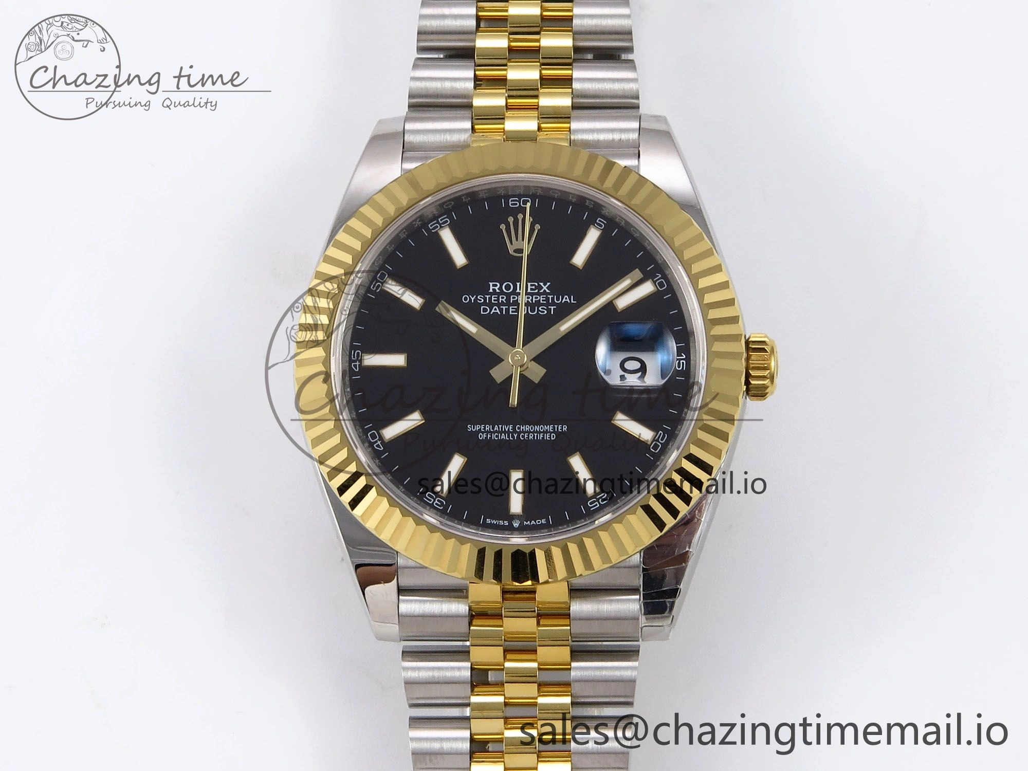 DateJust 41 126333 EWEF Best Edition Black Stick Dial on SS YG Jubilee Bracelet A3235