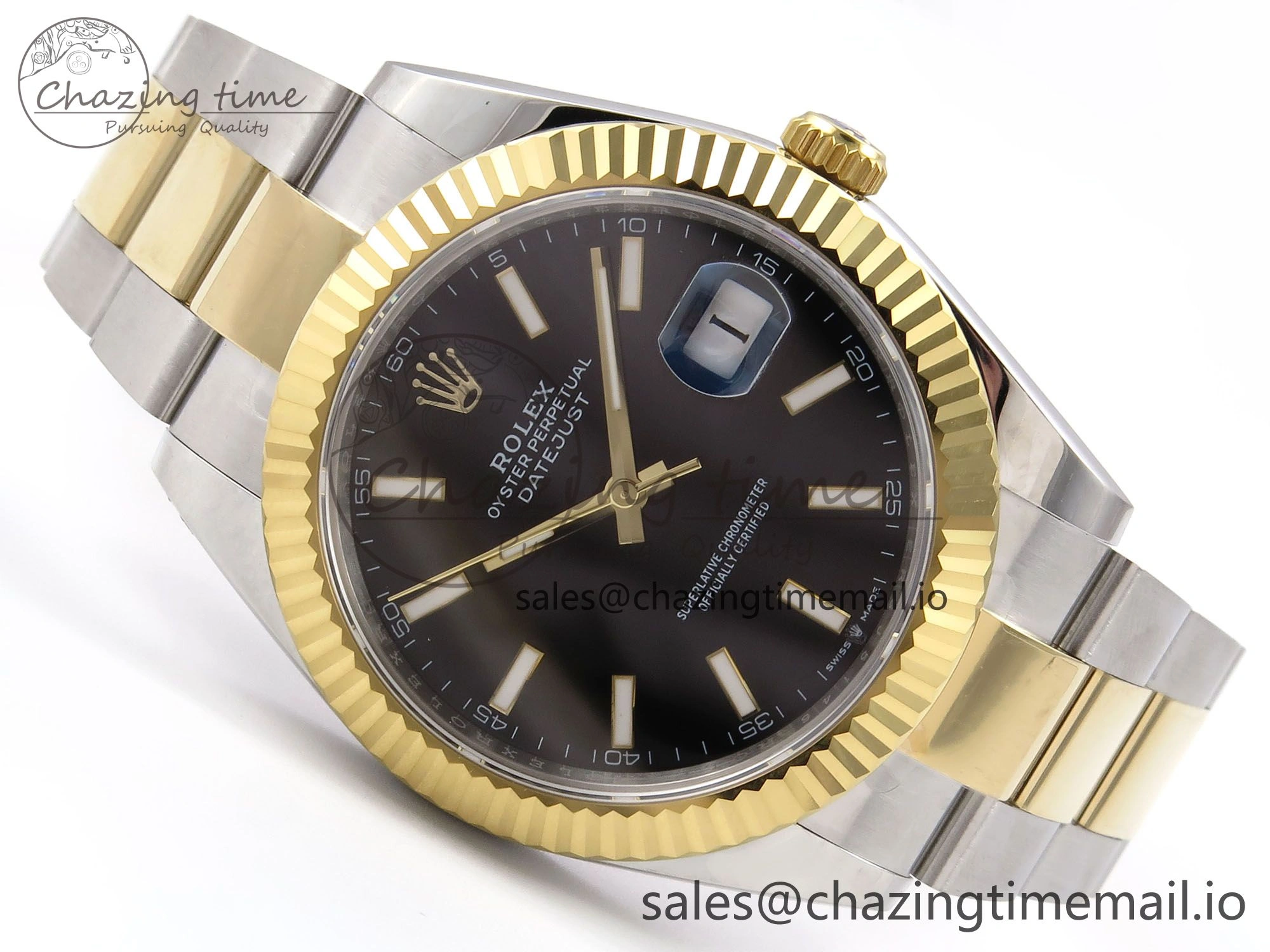 DateJust 41 126333 EWEF Best Edition Black Stick Dial on SS YG Oyster Bracelet A3235