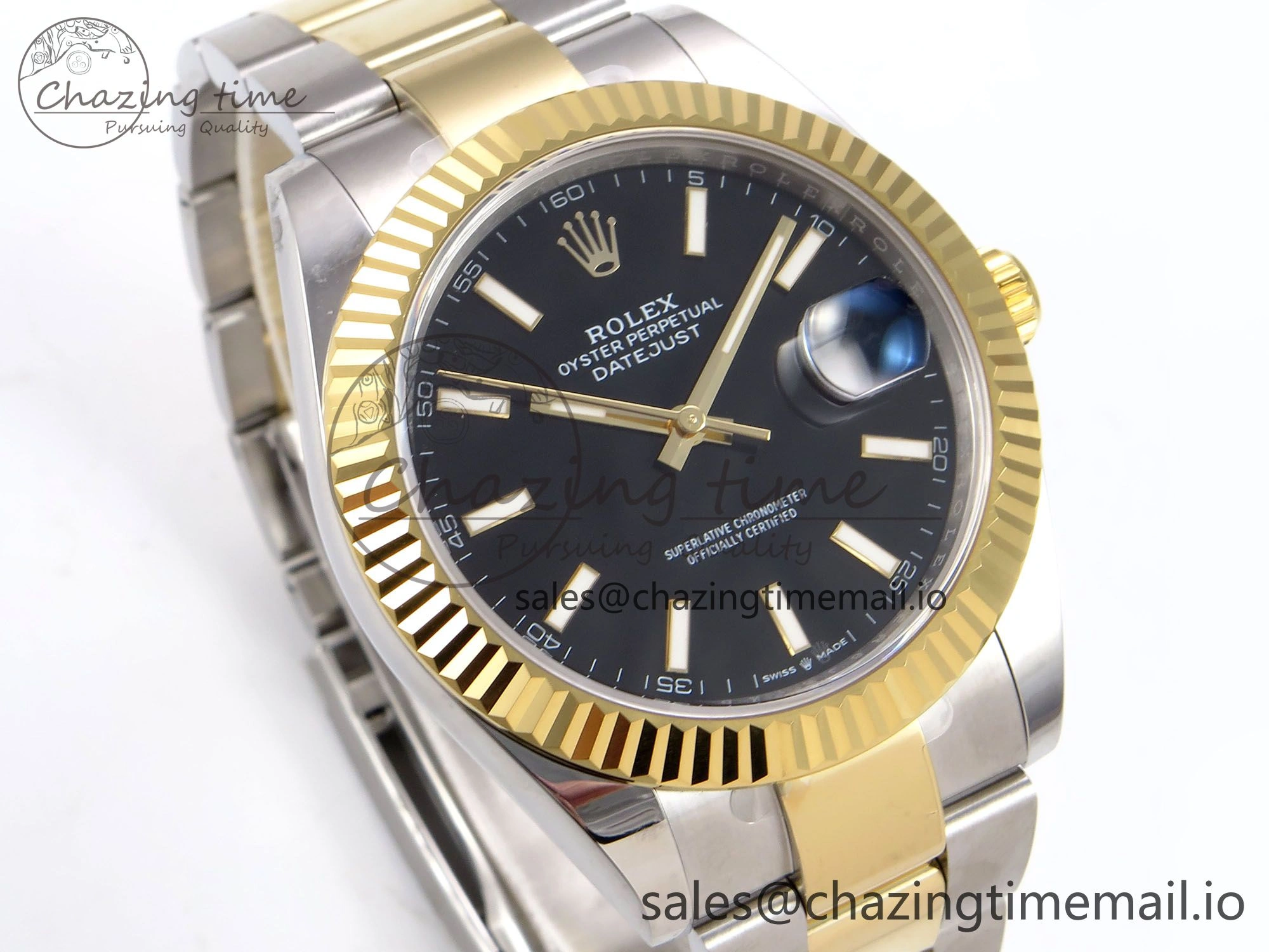 DateJust 41 126333 EWEF Best Edition Black Stick Dial on SS YG Oyster Bracelet A3235