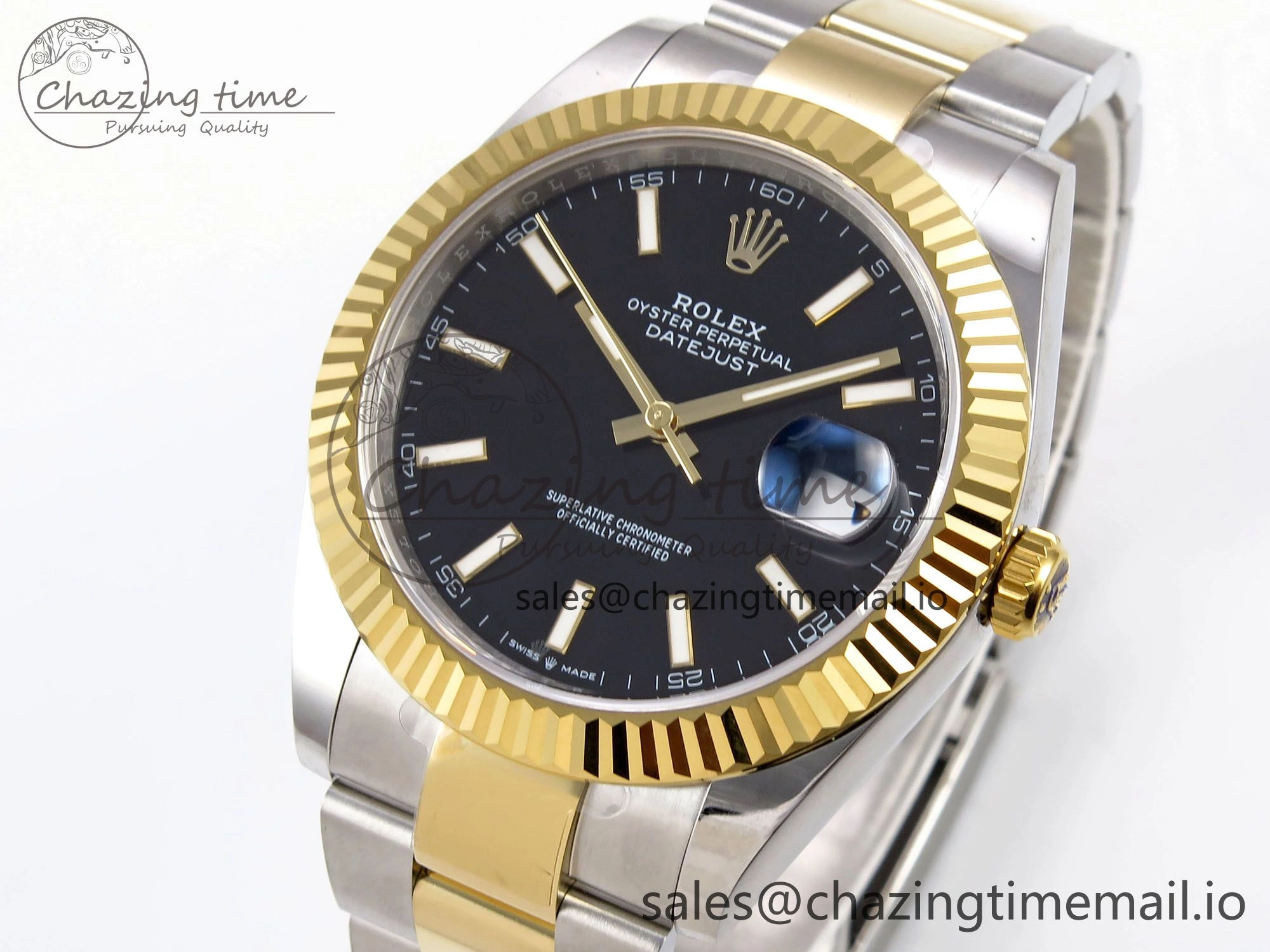DateJust 41 126333 EWEF Best Edition Black Stick Dial on SS YG Oyster Bracelet A3235