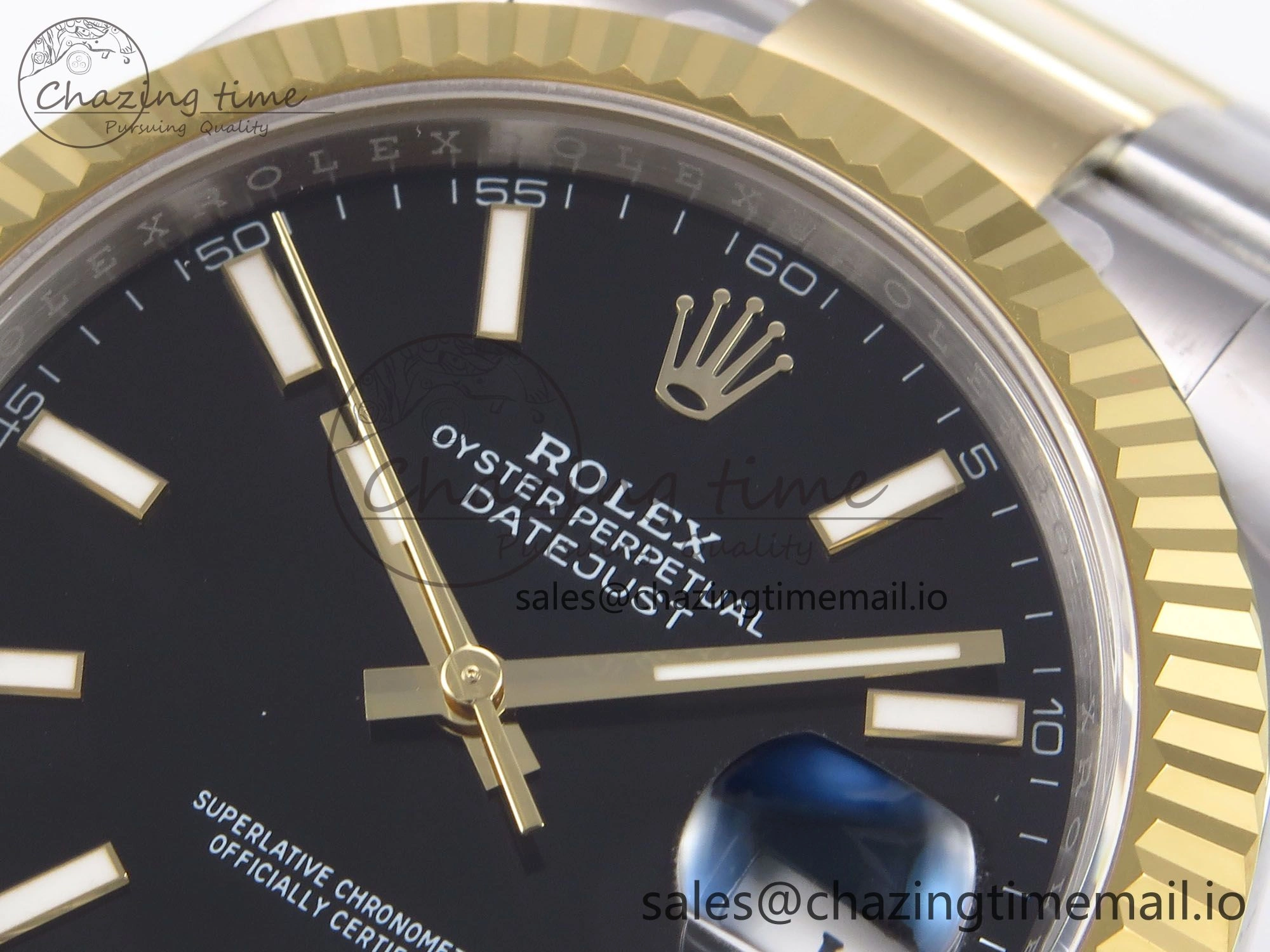 DateJust 41 126333 EWEF Best Edition Black Stick Dial on SS YG Oyster Bracelet A3235