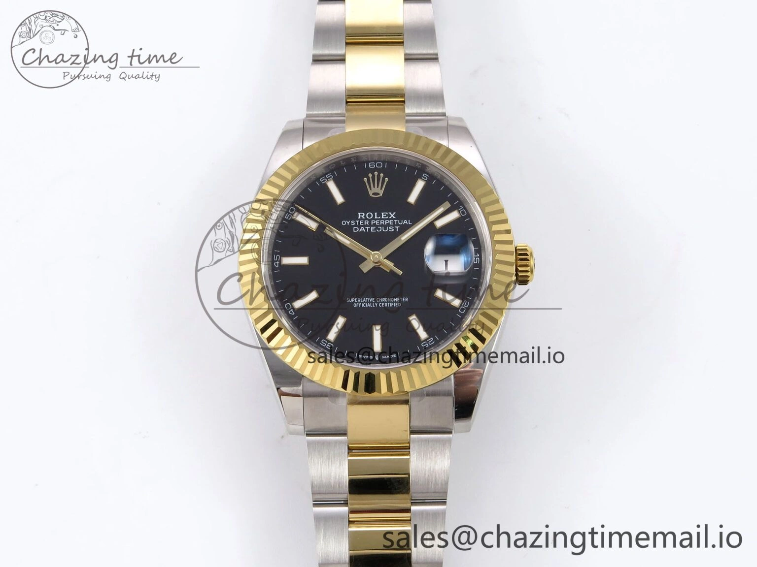 DateJust 41 126333 EWEF Best Edition Black Stick Dial on SS YG Oyster Bracelet A3235