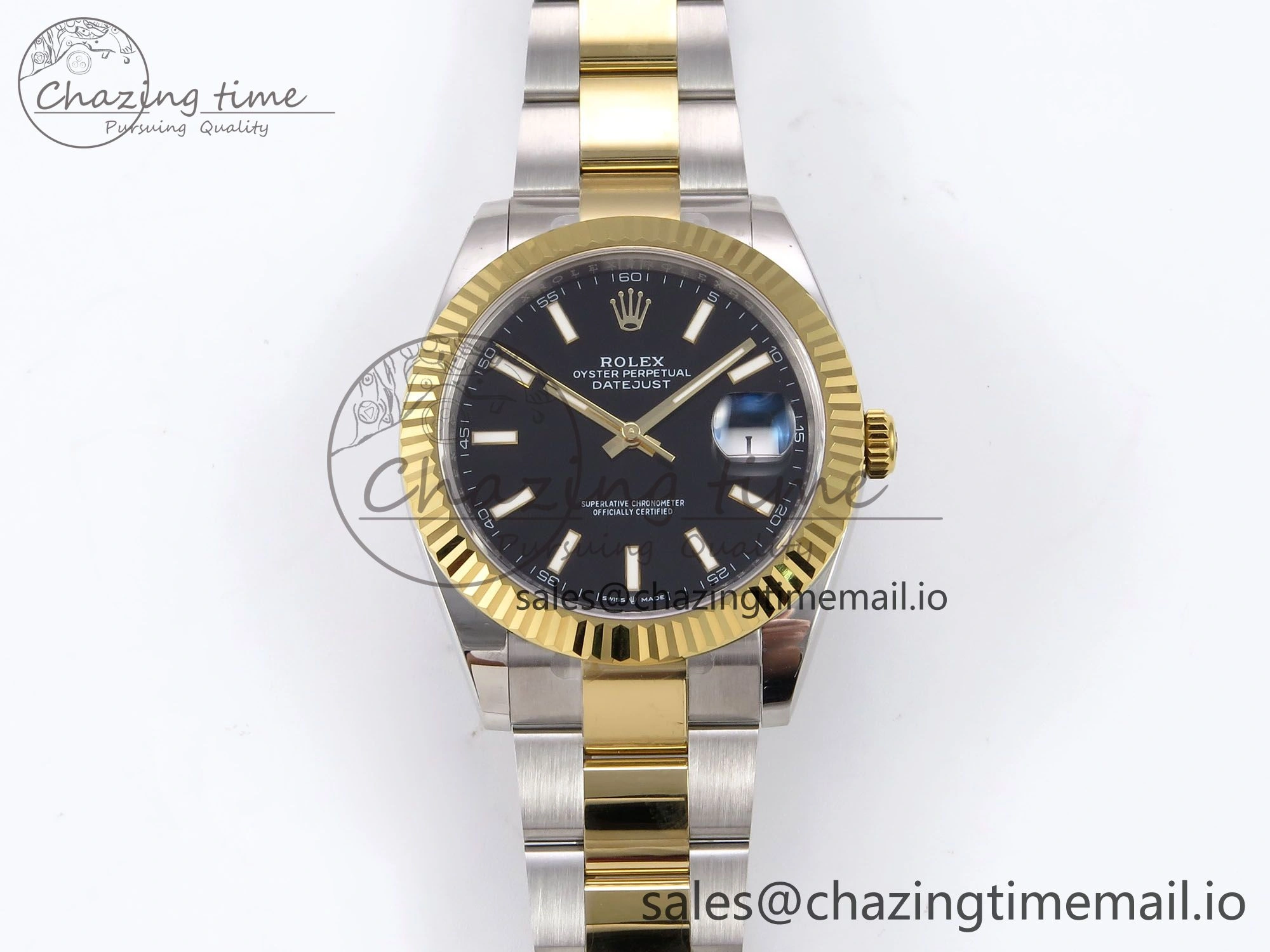DateJust 41 126333 EWEF Best Edition Black Stick Dial on SS YG Oyster Bracelet A3235