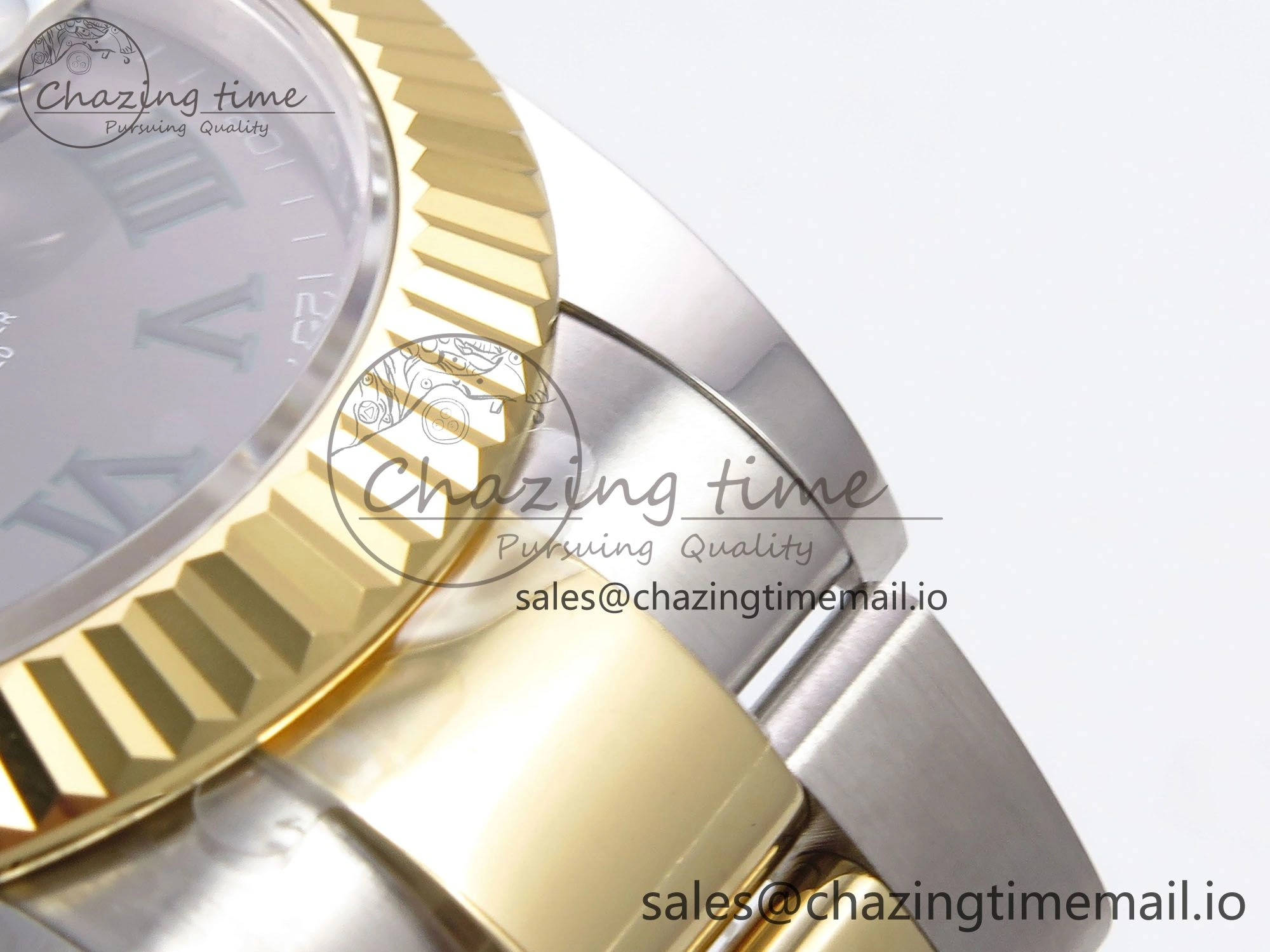 DateJust 41 126333 EWEF Best Edition Gray Dial Green Roman Marker on SS YG Oyster Bracelet A3235