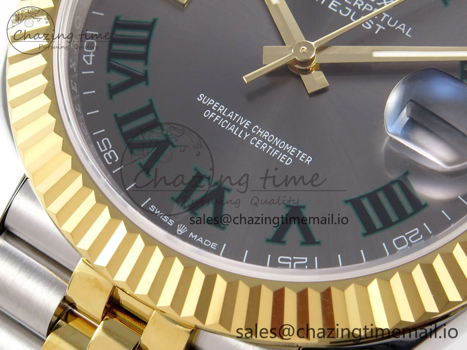 DateJust 41 126333 EWEF Best Edition Gray Dial Green Roman Markers on SS YG Jubilee Bracelet A3235