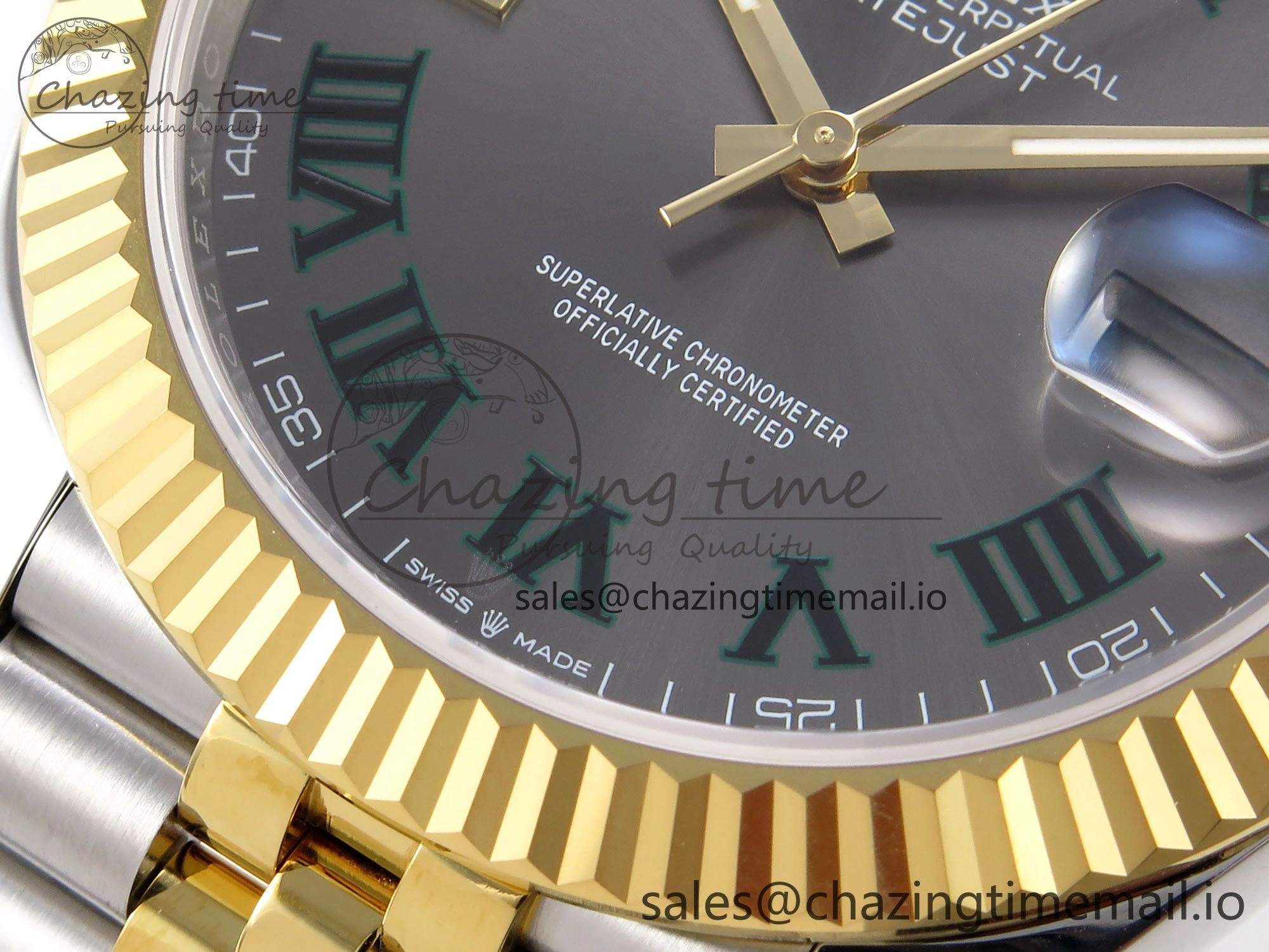 DateJust 41 126333 EWEF Best Edition Gray Dial Green Roman Markers on SS YG Jubilee Bracelet A3235