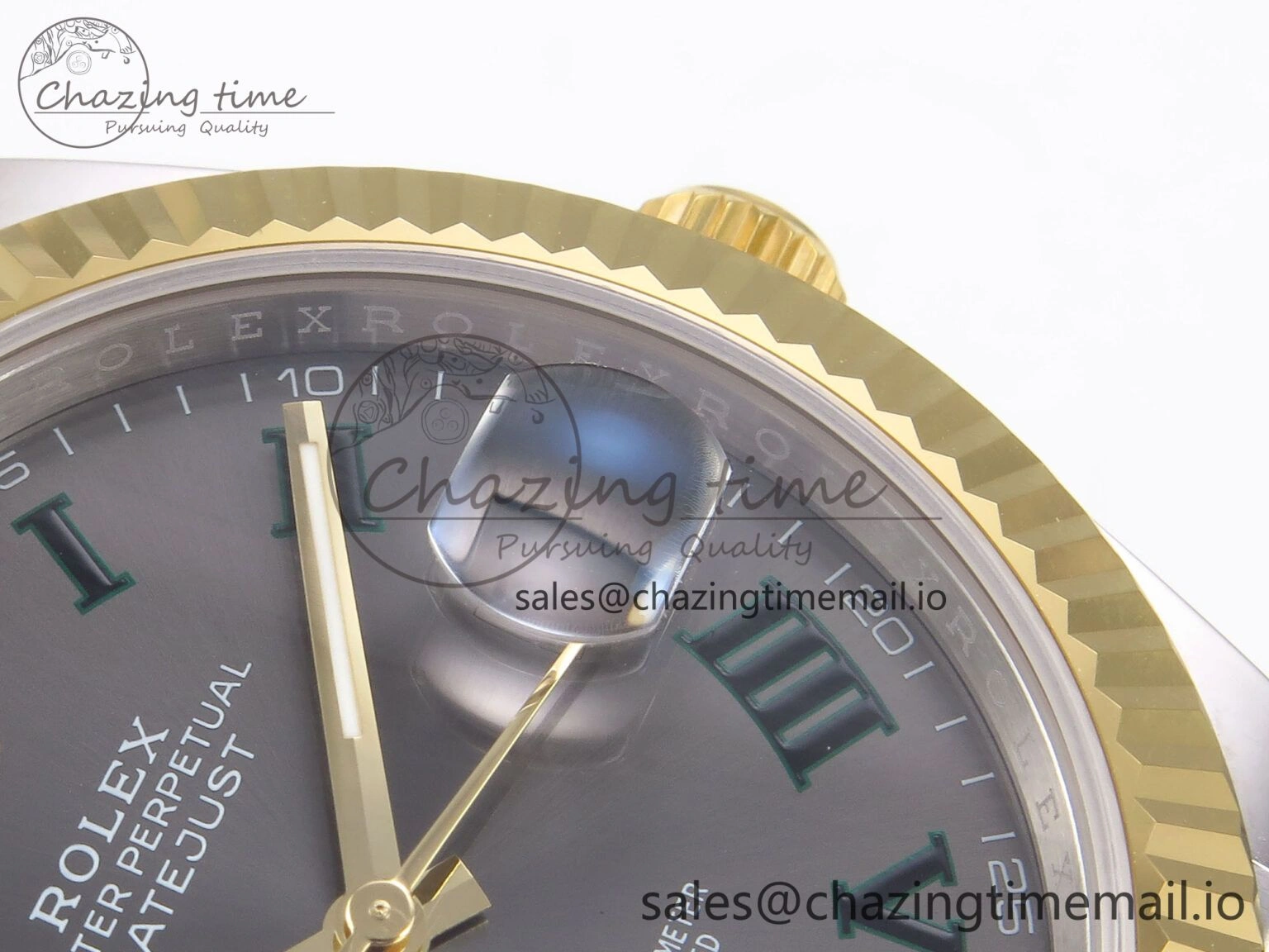 DateJust 41 126333 EWEF Best Edition Gray Dial Green Roman Markers on SS YG Jubilee Bracelet A3235