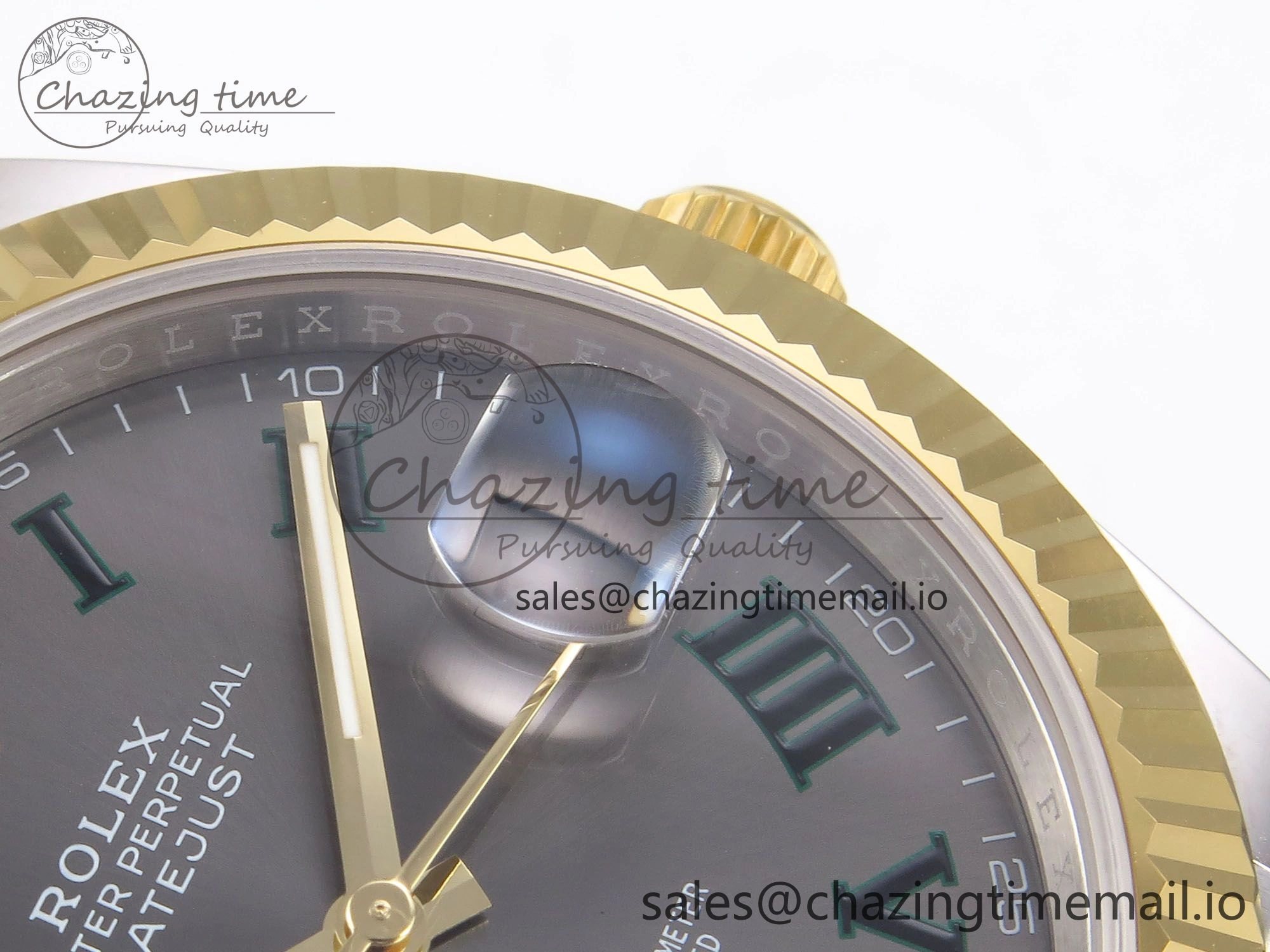 DateJust 41 126333 EWEF Best Edition Gray Dial Green Roman Markers on SS YG Jubilee Bracelet A3235