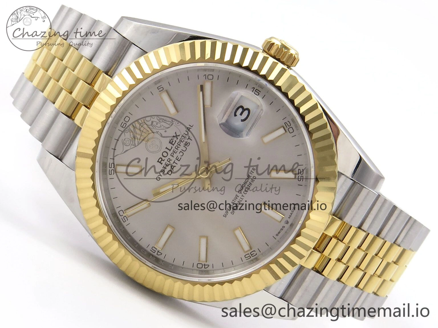 DateJust 41 126333 EWEF Best Edition Silver Stick Dial on SS YG Jubilee Bracelet A3235