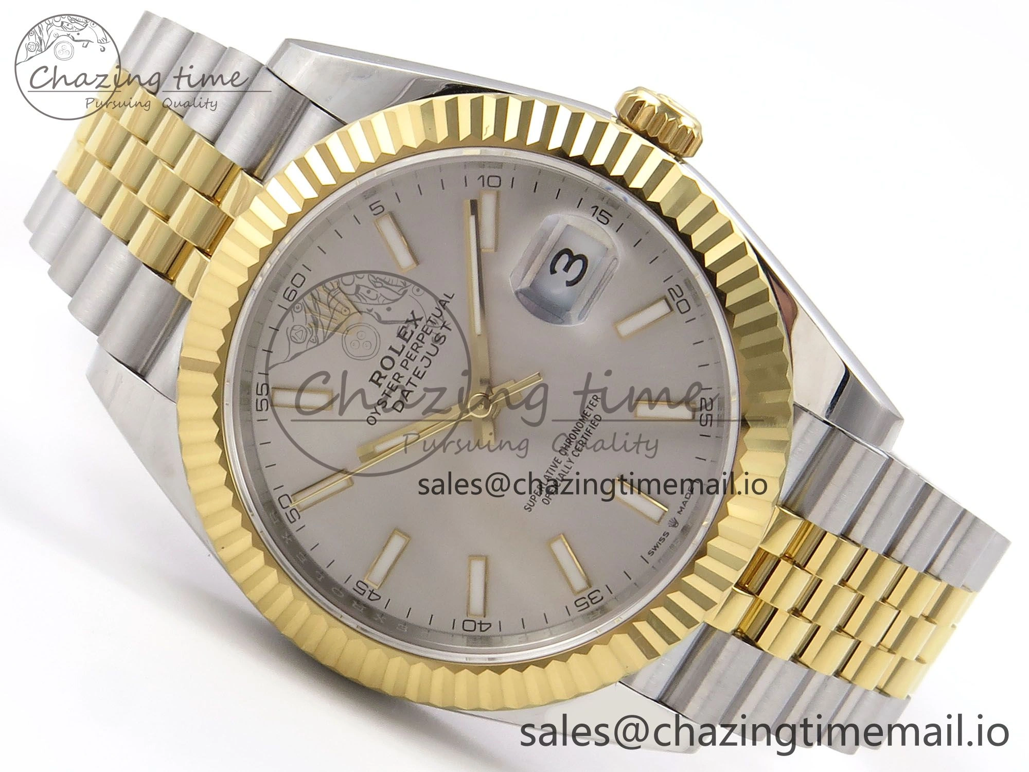 DateJust 41 126333 EWEF Best Edition Silver Stick Dial on SS YG Jubilee Bracelet A3235