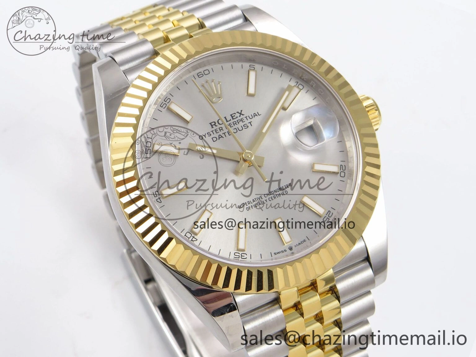 DateJust 41 126333 EWEF Best Edition Silver Stick Dial on SS YG Jubilee Bracelet A3235