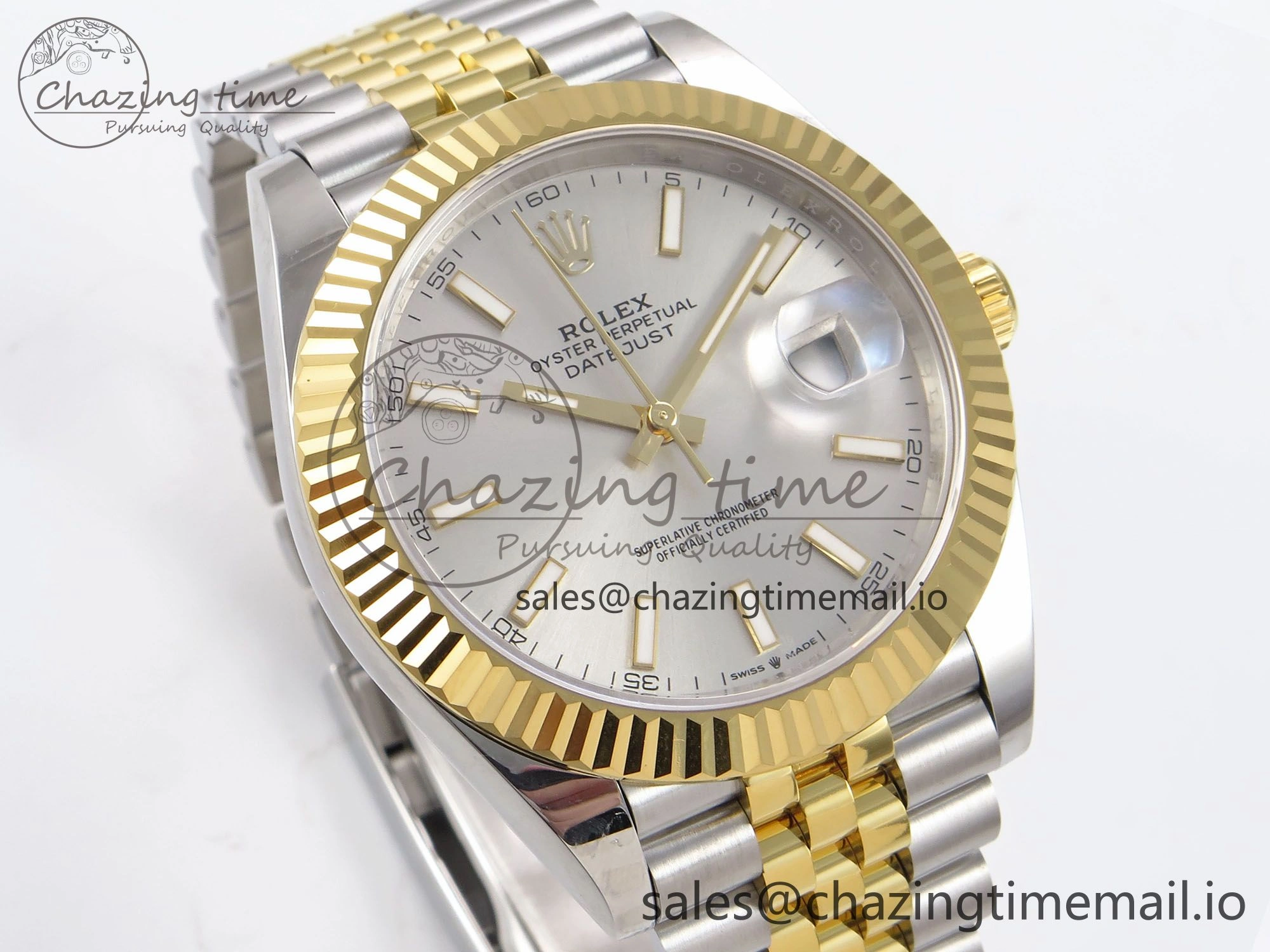 DateJust 41 126333 EWEF Best Edition Silver Stick Dial on SS YG Jubilee Bracelet A3235