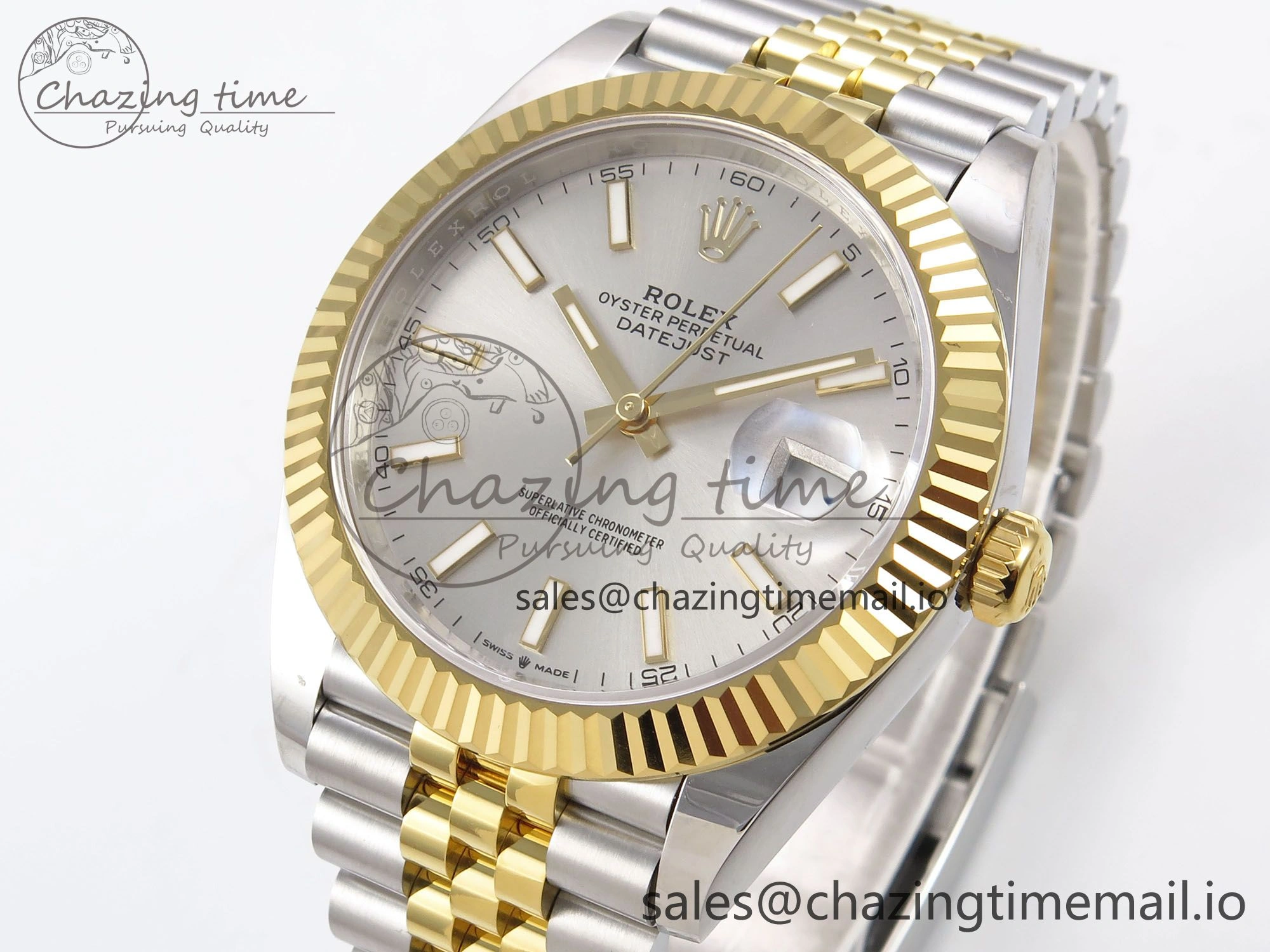 DateJust 41 126333 EWEF Best Edition Silver Stick Dial on SS YG Jubilee Bracelet A3235