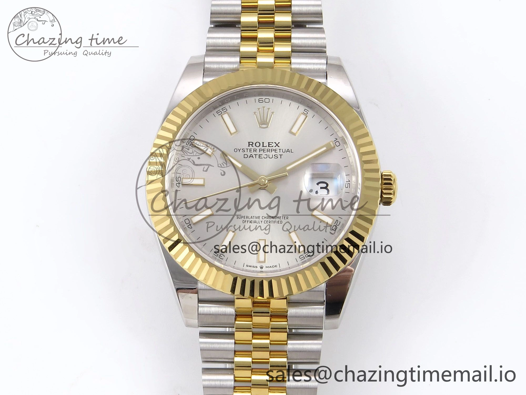 DateJust 41 126333 EWEF Best Edition Silver Stick Dial on SS YG Jubilee Bracelet A3235