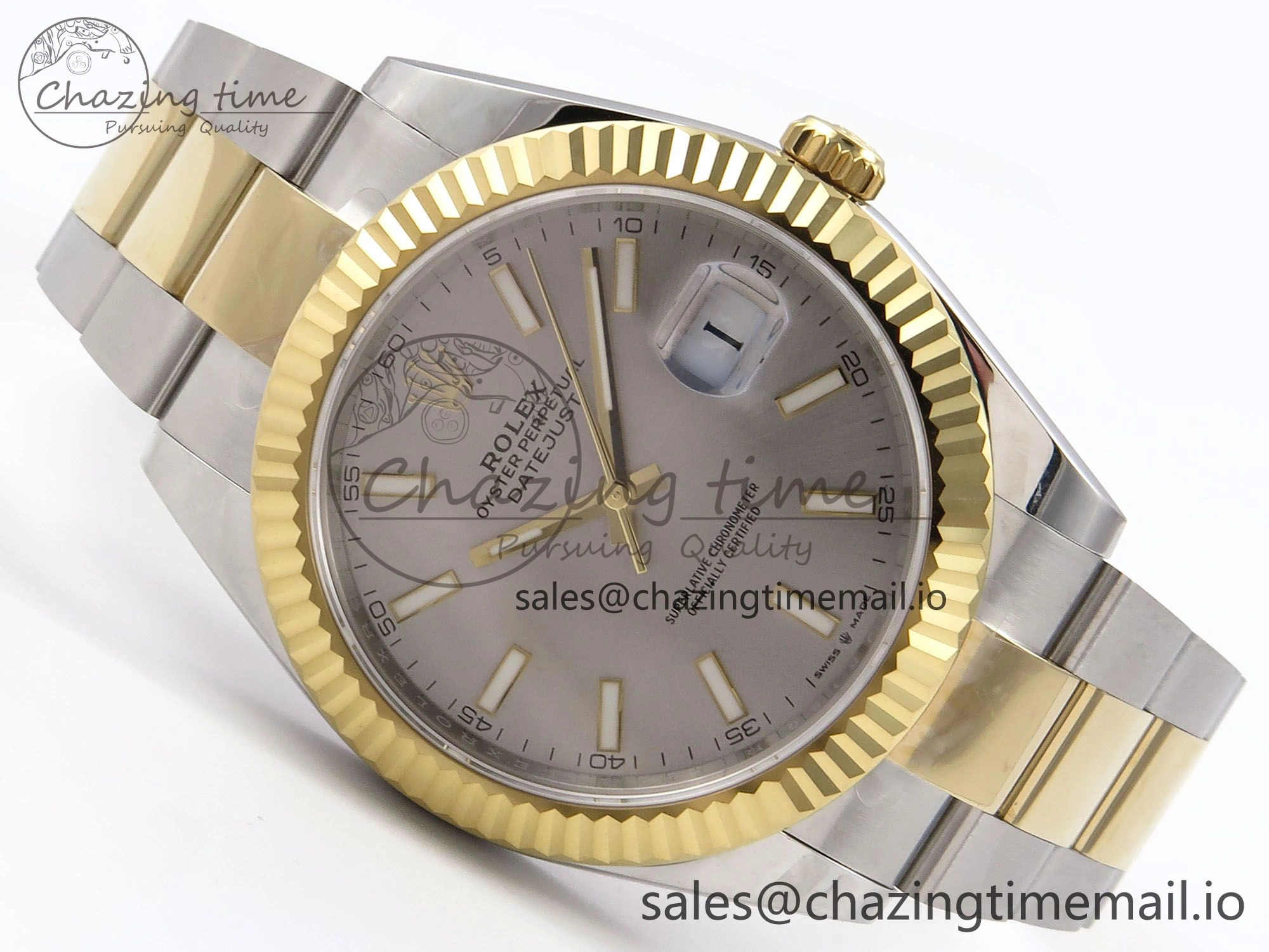 DateJust 41 126333 EWEF Best Edition Silver Stick Dial on SS YG Oyster Bracelet A3235