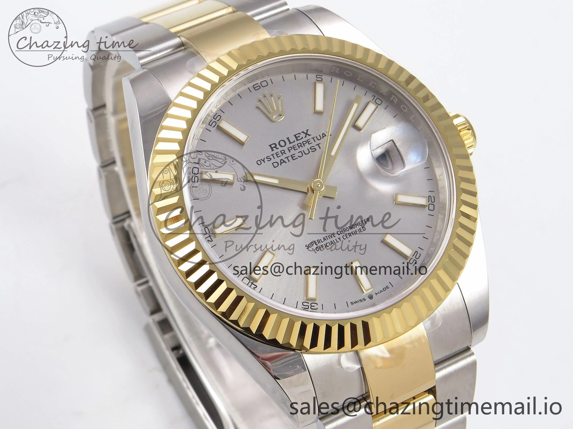 DateJust 41 126333 EWEF Best Edition Silver Stick Dial on SS YG Oyster Bracelet A3235