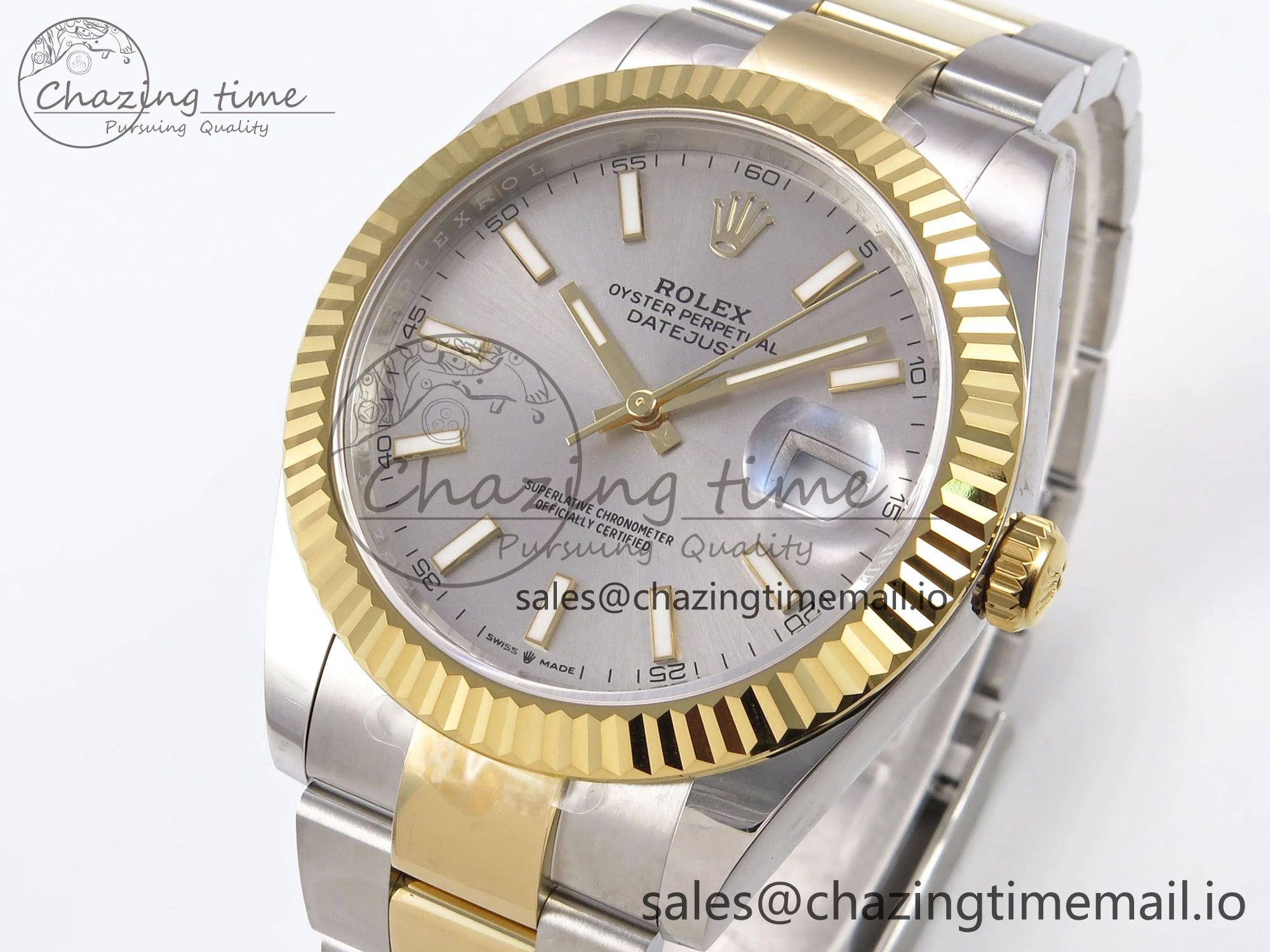 DateJust 41 126333 EWEF Best Edition Silver Stick Dial on SS YG Oyster Bracelet A3235