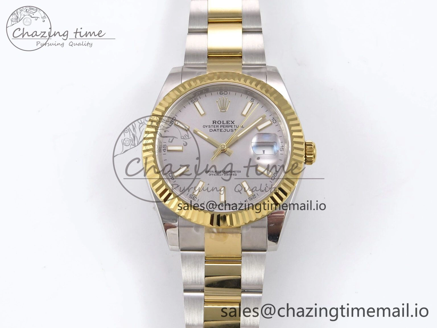 DateJust 41 126333 EWEF Best Edition Silver Stick Dial on SS YG Oyster Bracelet A3235