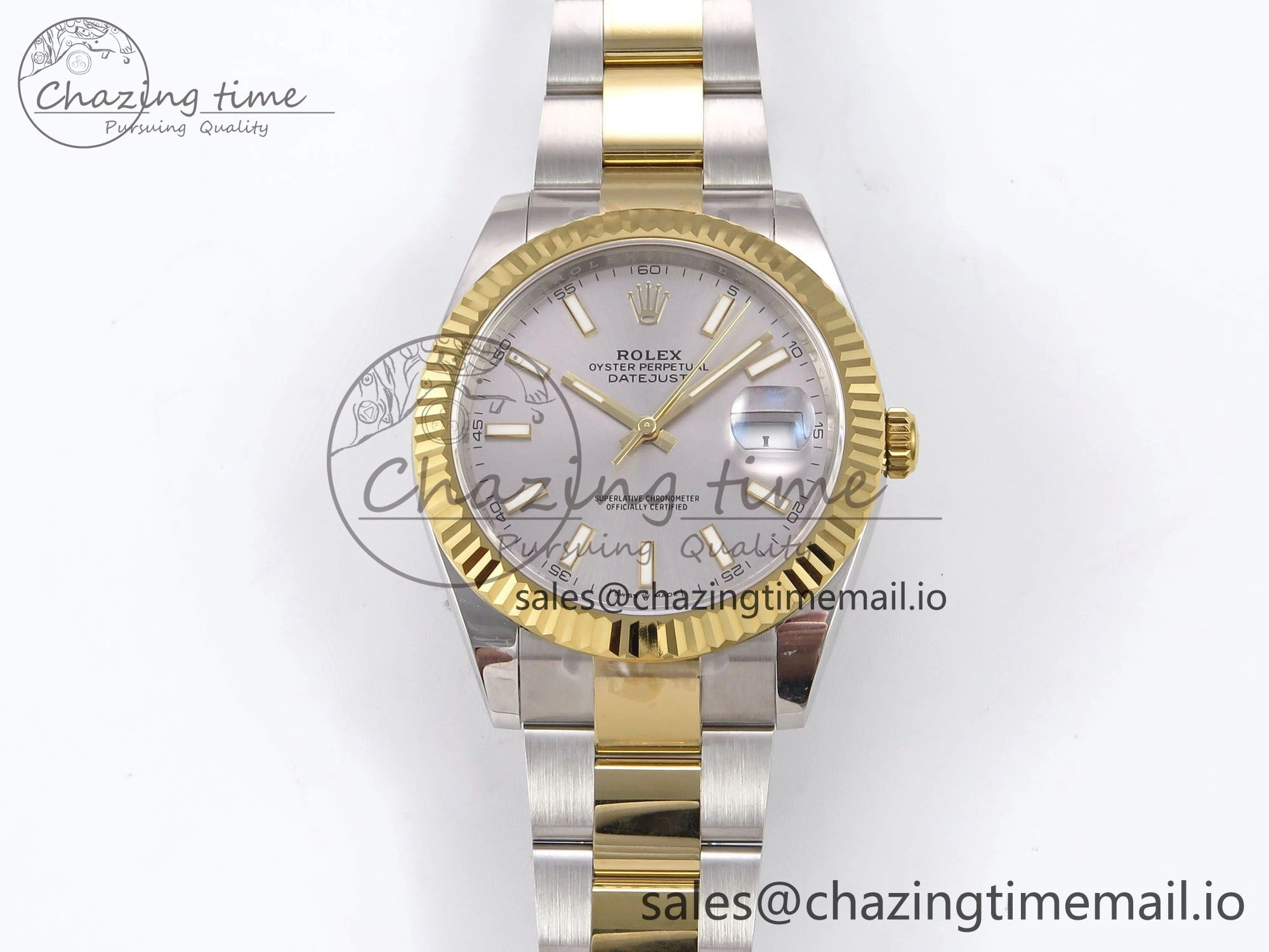 DateJust 41 126333 EWEF Best Edition Silver Stick Dial on SS YG Oyster Bracelet A3235