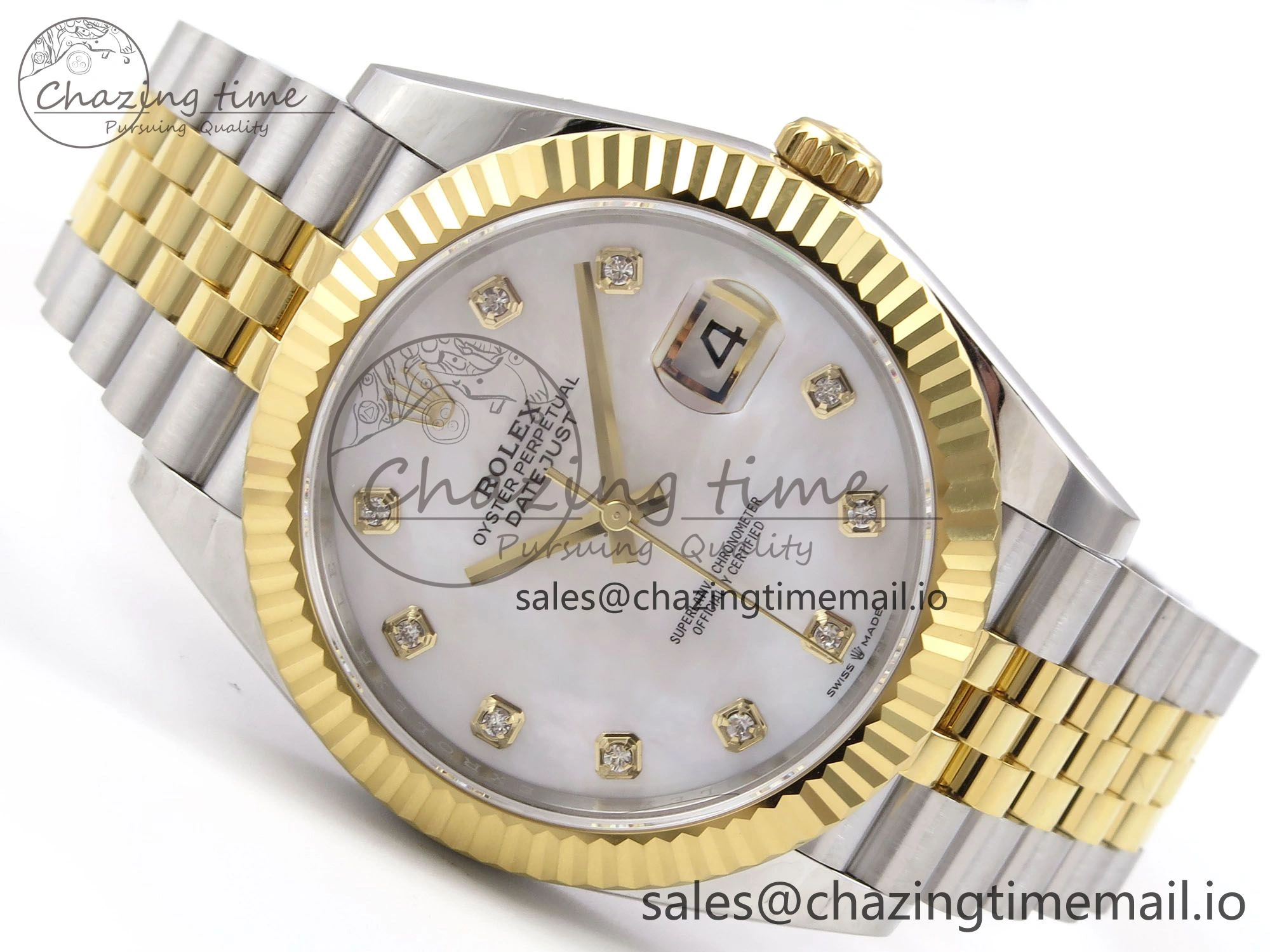 DateJust 41 126333 EWEF Best Edition White MOP Dial on SS YG Jubilee Bracelet A3235