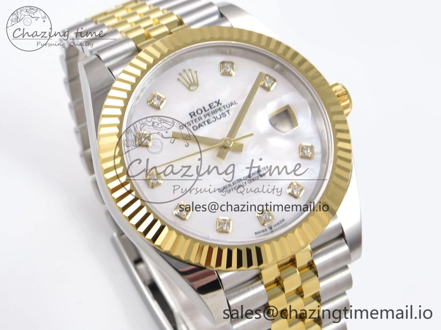 DateJust 41 126333 EWEF Best Edition White MOP Dial on SS YG Jubilee Bracelet A3235
