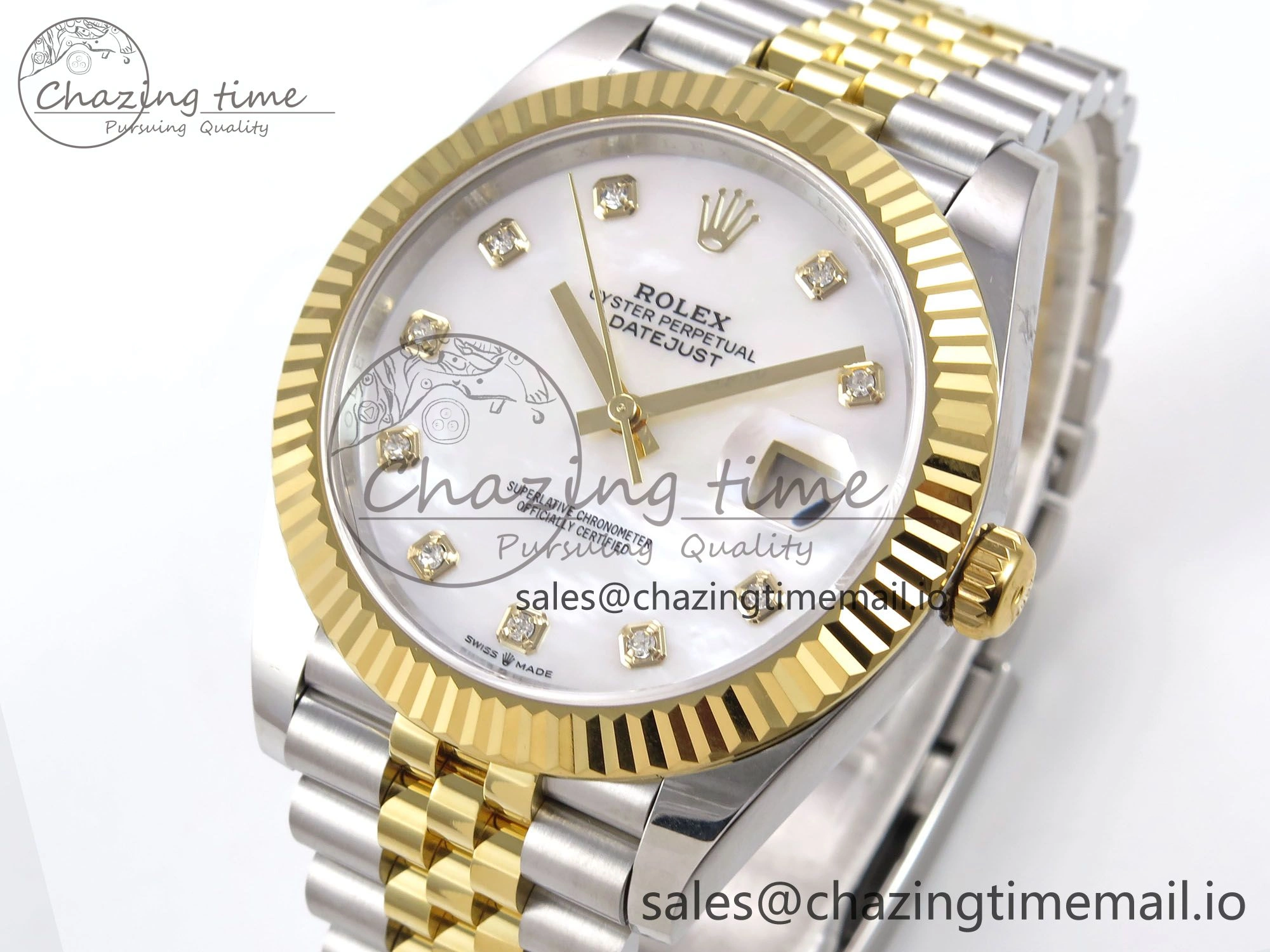 DateJust 41 126333 EWEF Best Edition White MOP Dial on SS YG Jubilee Bracelet A3235