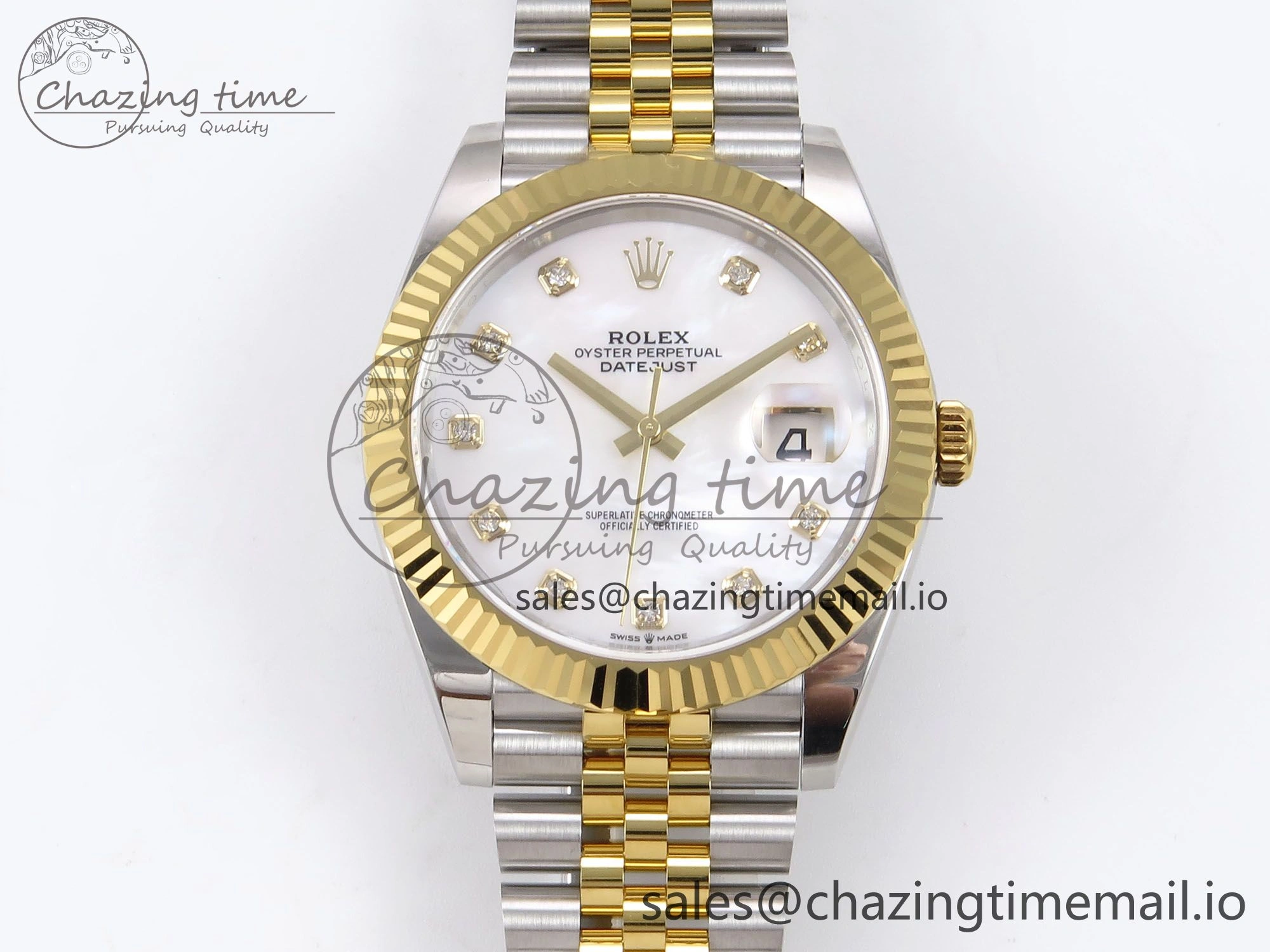 DateJust 41 126333 EWEF Best Edition White MOP Dial on SS YG Jubilee Bracelet A3235