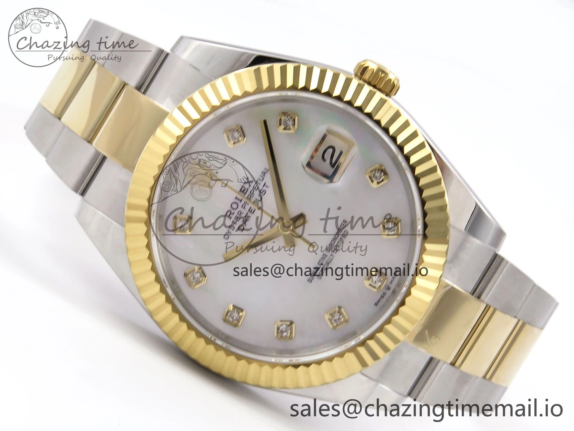 DateJust 41 126333 EWEF Best Edition White MOP Dial on SS YG Oyster Bracelet A3235