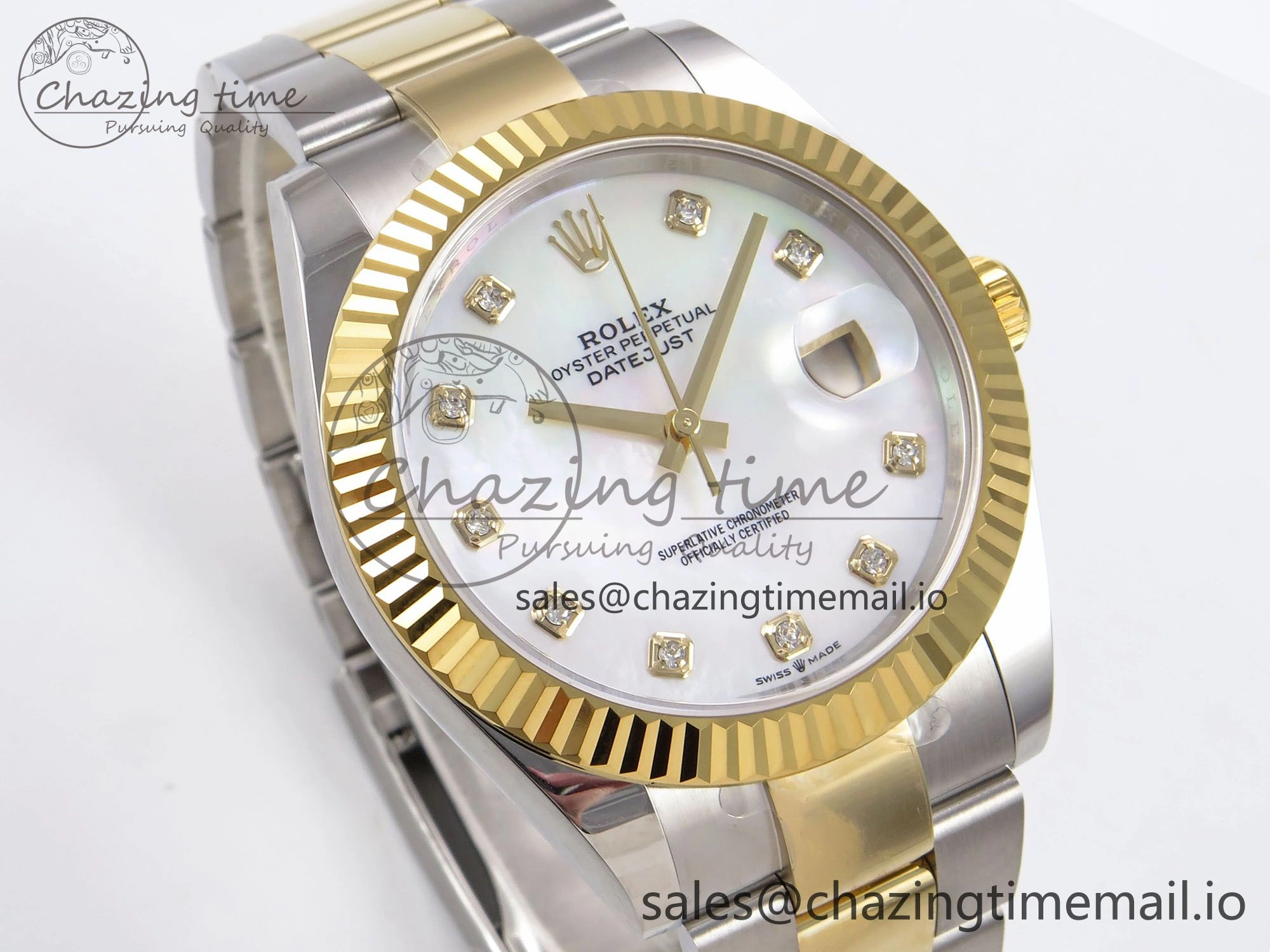 DateJust 41 126333 EWEF Best Edition White MOP Dial on SS YG Oyster Bracelet A3235
