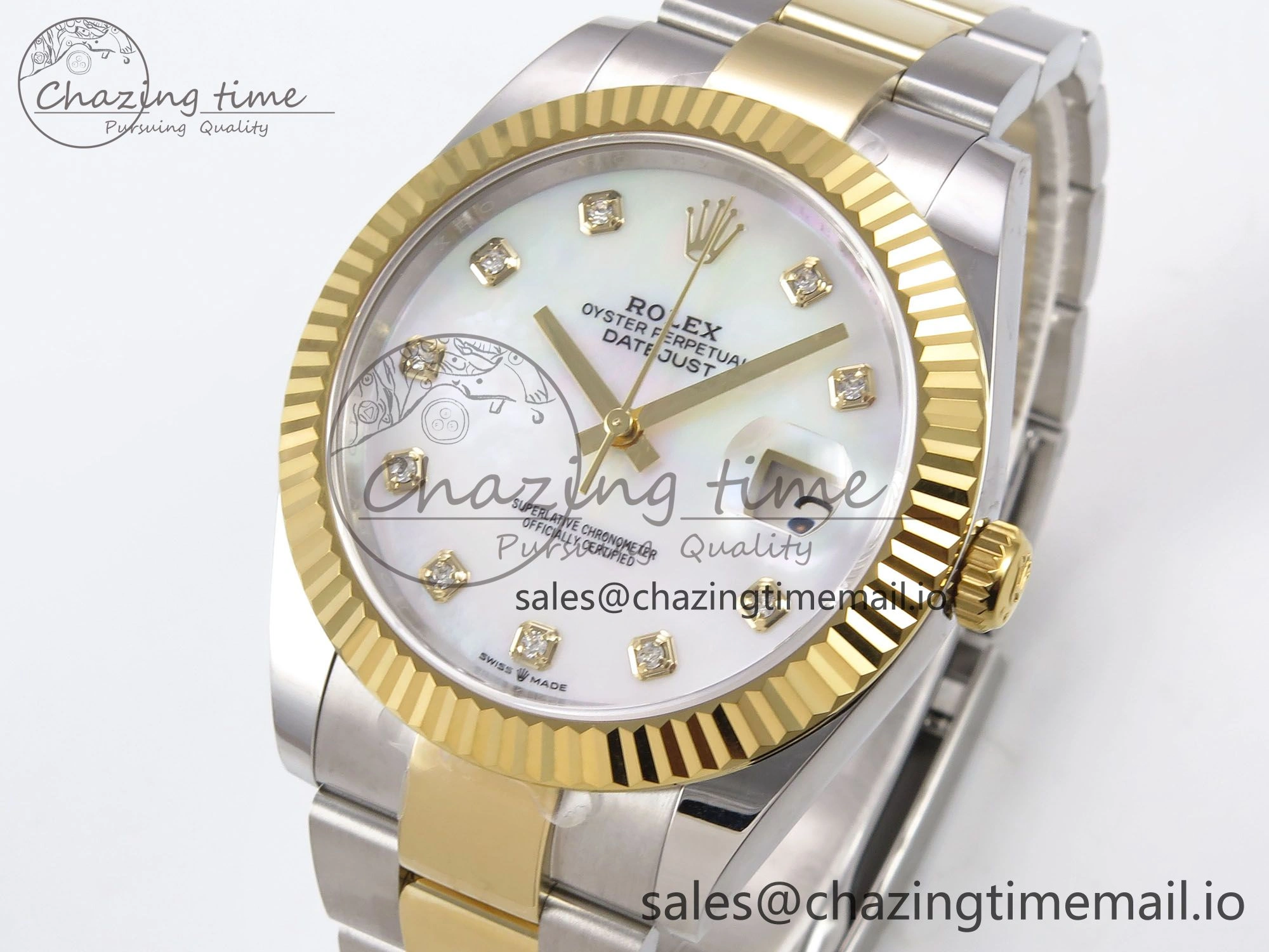 DateJust 41 126333 EWEF Best Edition White MOP Dial on SS YG Oyster Bracelet A3235