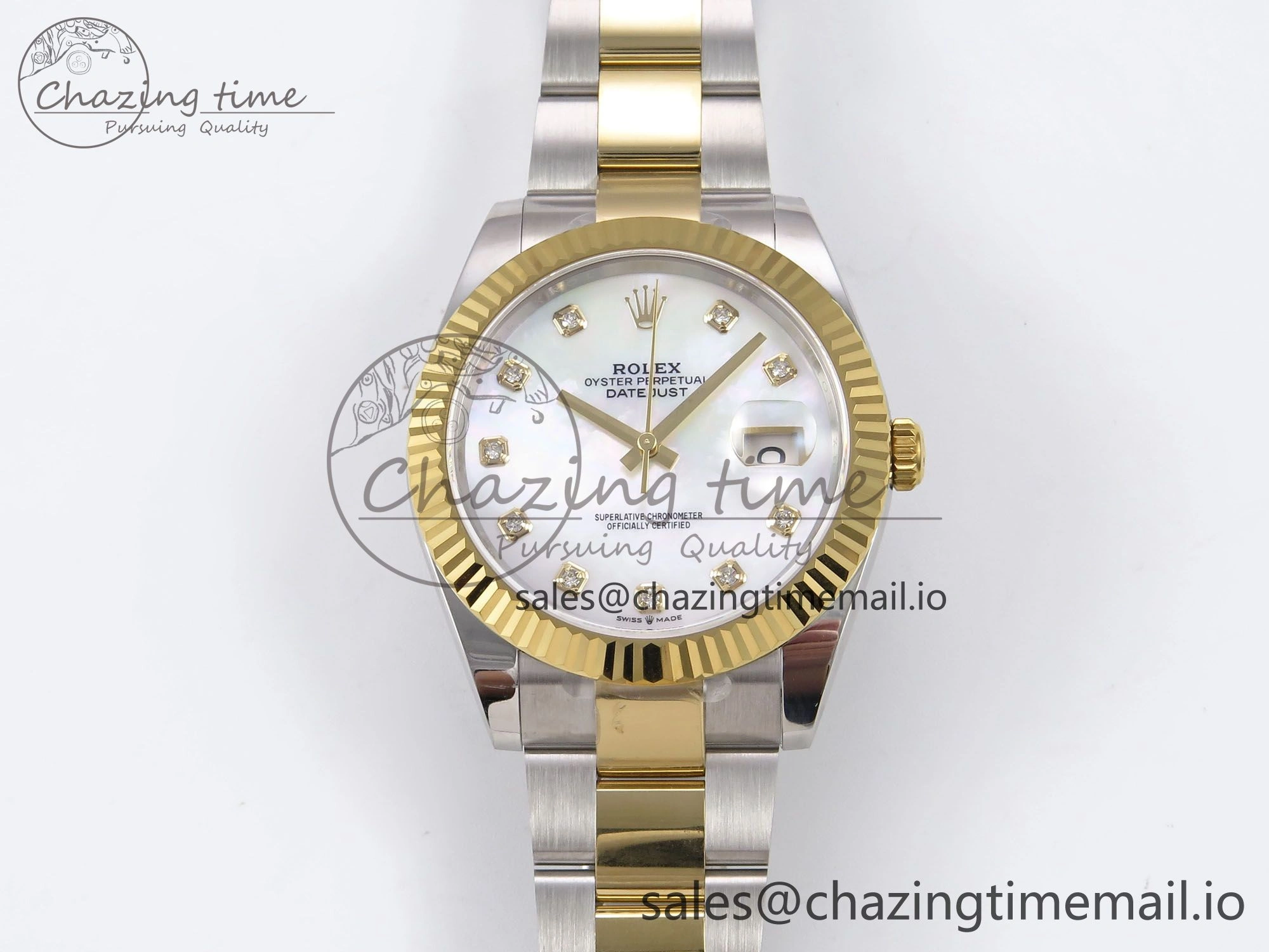 DateJust 41 126333 EWEF Best Edition White MOP Dial on SS YG Oyster Bracelet A3235
