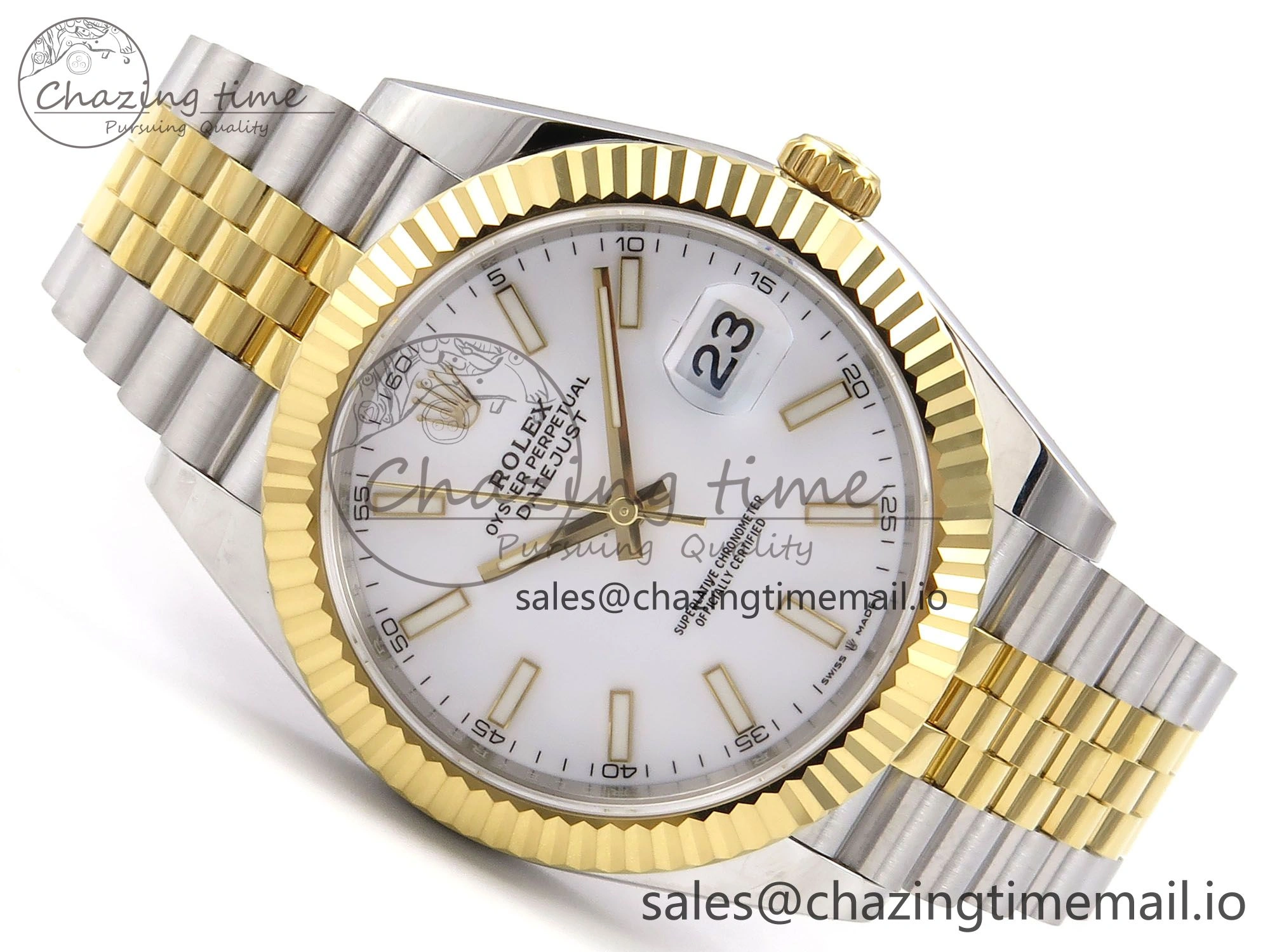 DateJust 41 126333 EWEF Best Edition White Stick Dial on SS YG Jubilee Bracelet A3235