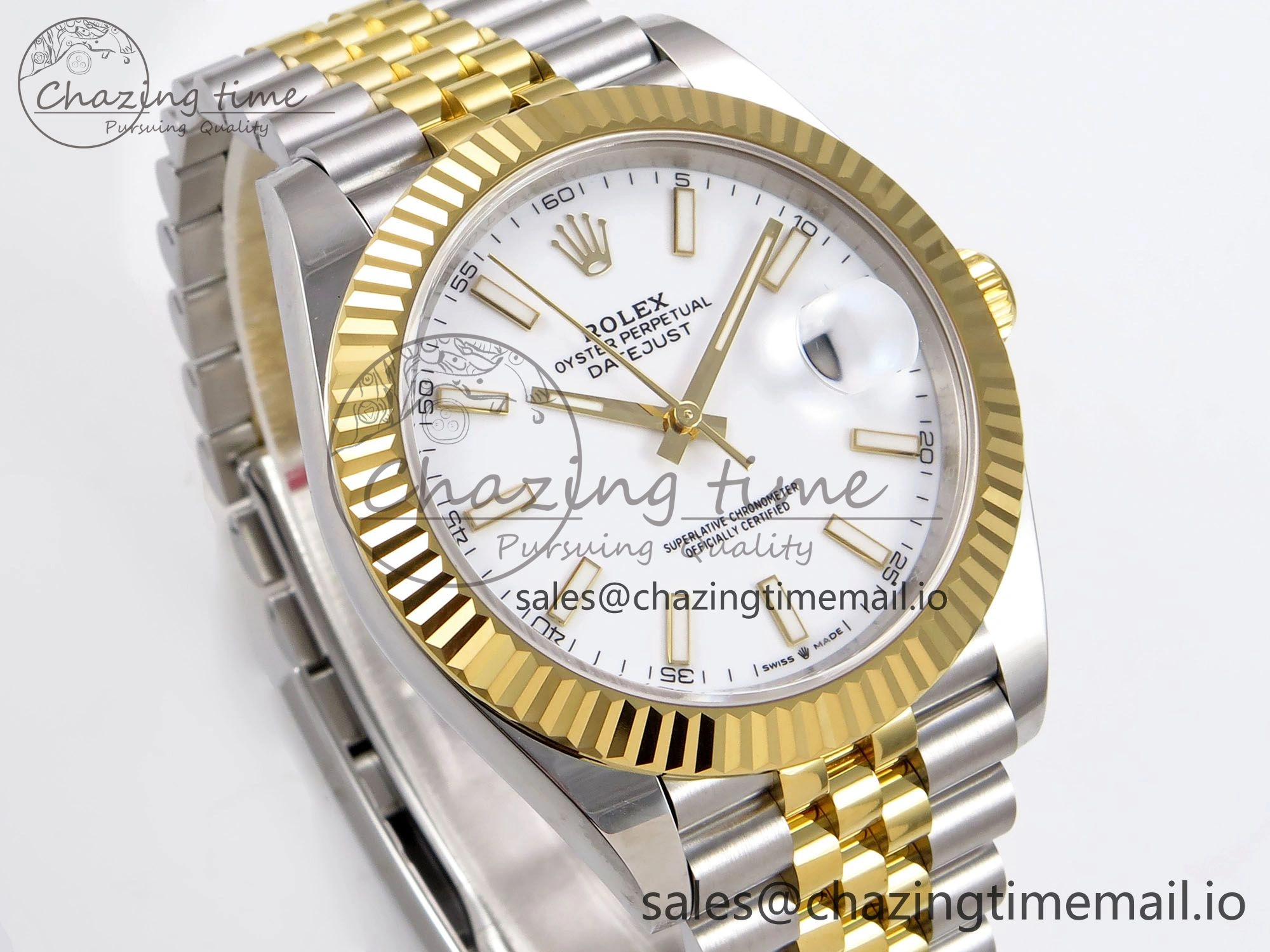 DateJust 41 126333 EWEF Best Edition White Stick Dial on SS YG Jubilee Bracelet A3235