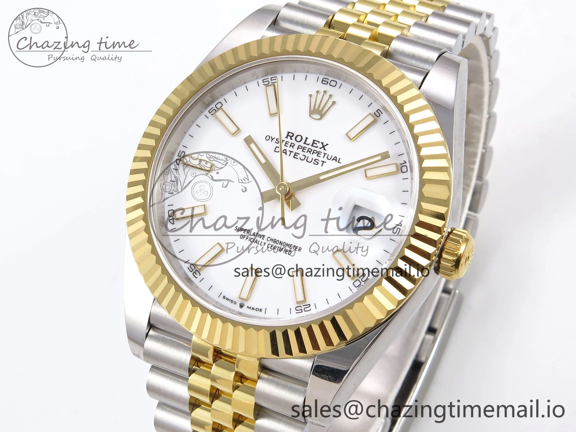DateJust 41 126333 EWEF Best Edition White Stick Dial on SS YG Jubilee Bracelet A3235