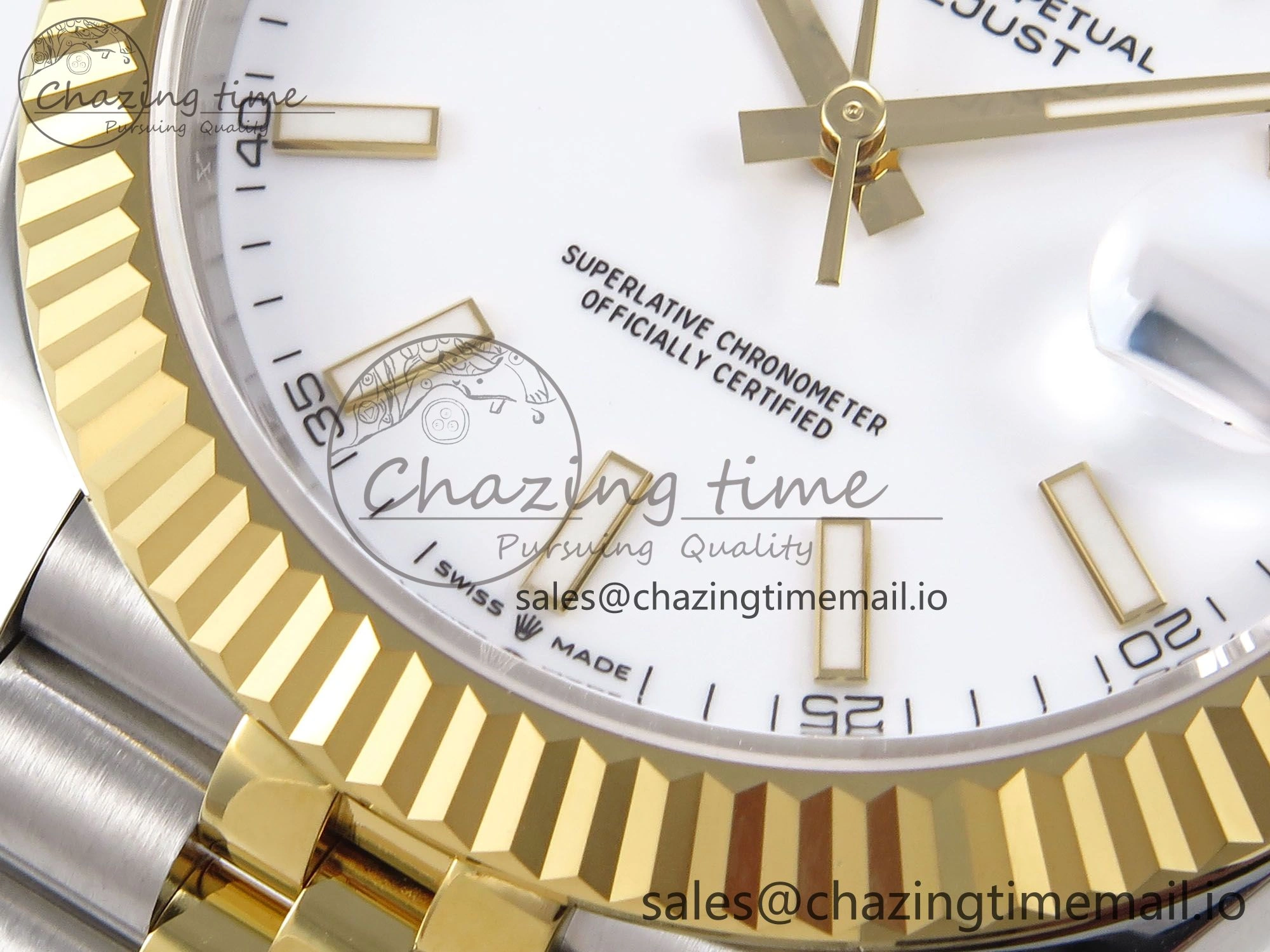 DateJust 41 126333 EWEF Best Edition White Stick Dial on SS YG Jubilee Bracelet A3235