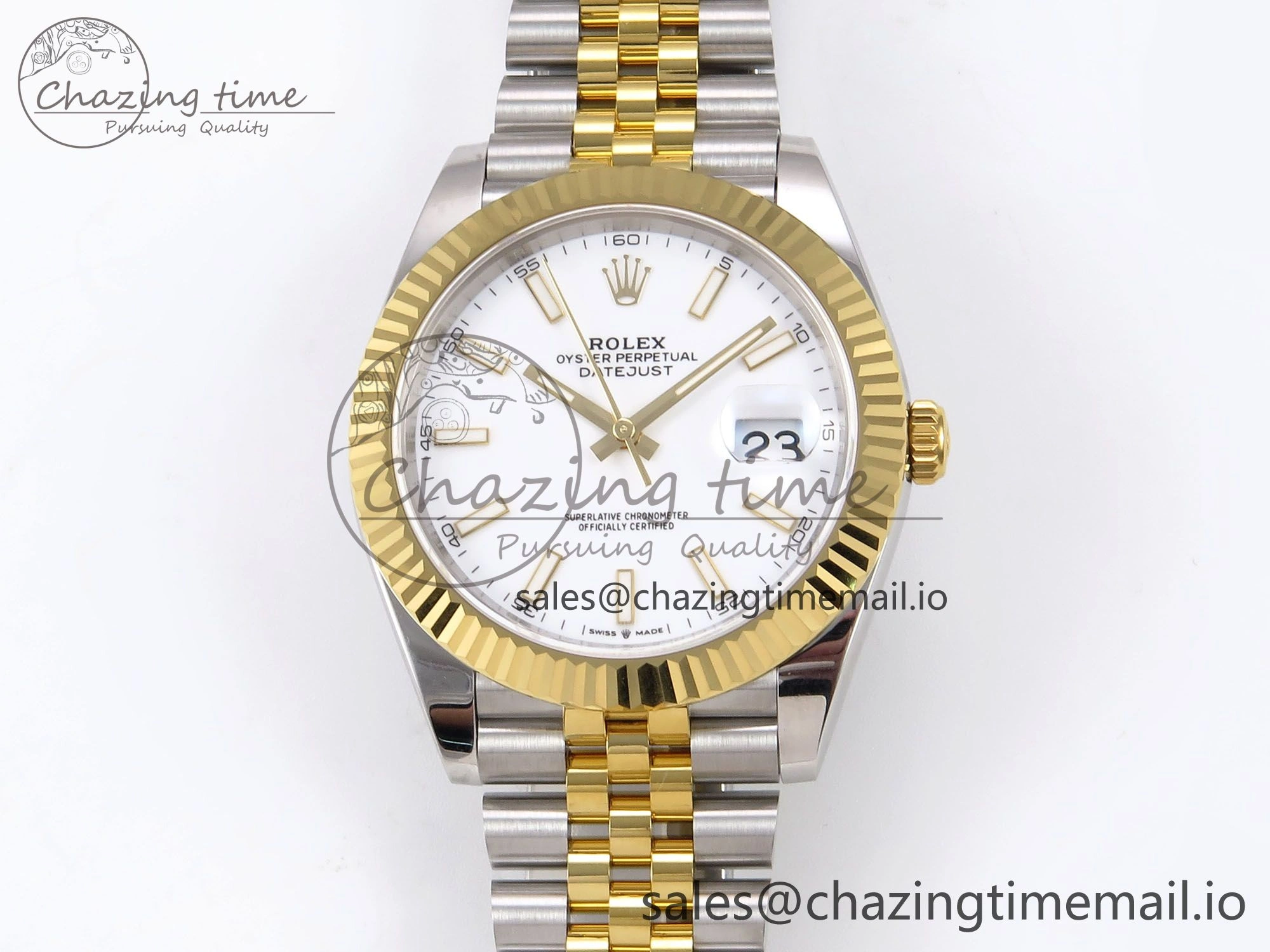 DateJust 41 126333 EWEF Best Edition White Stick Dial on SS YG Jubilee Bracelet A3235