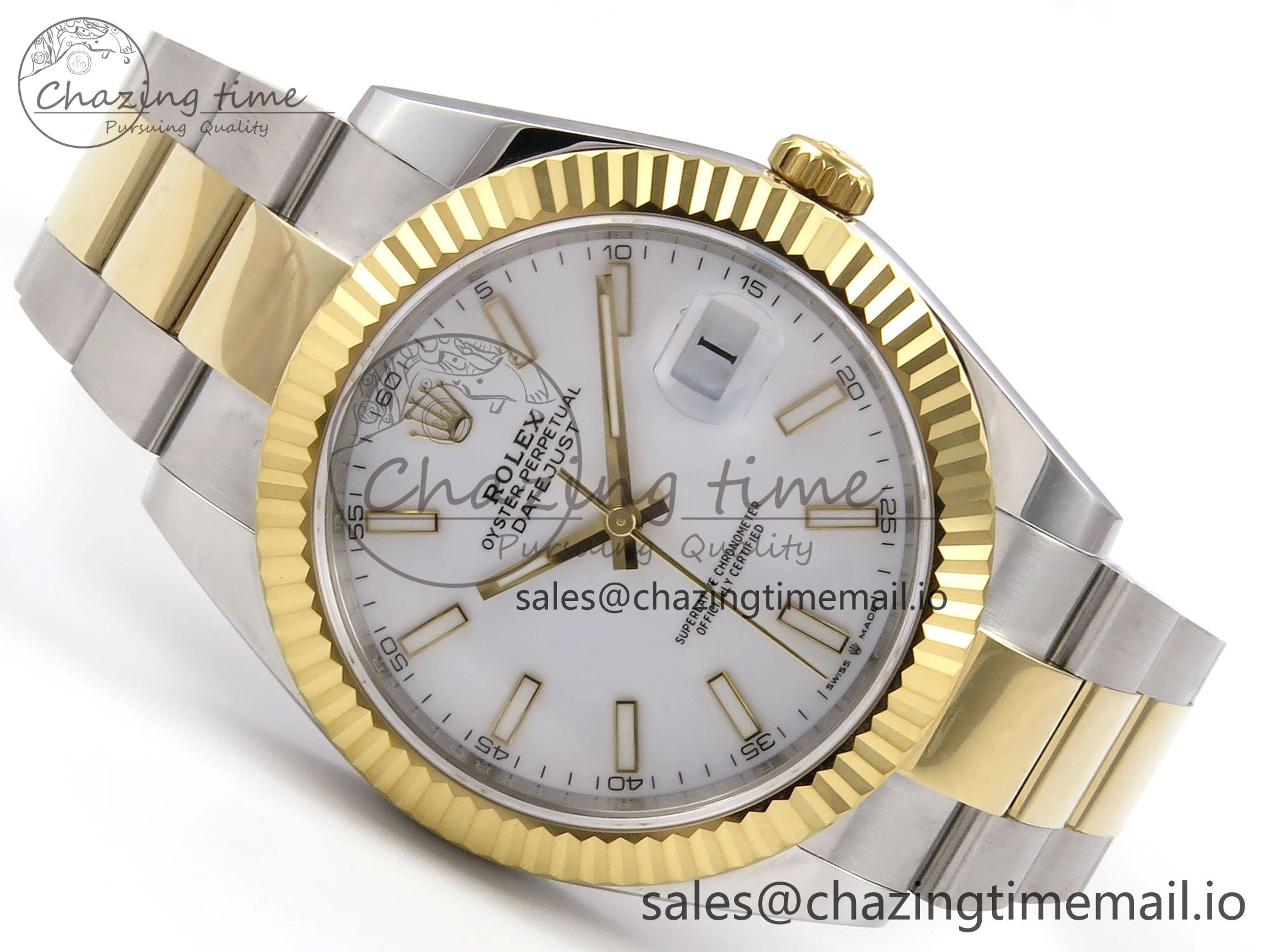 DateJust 41 126333 EWEF Best Edition White Stick Dial on SS YG Oyster Bracelet A3235