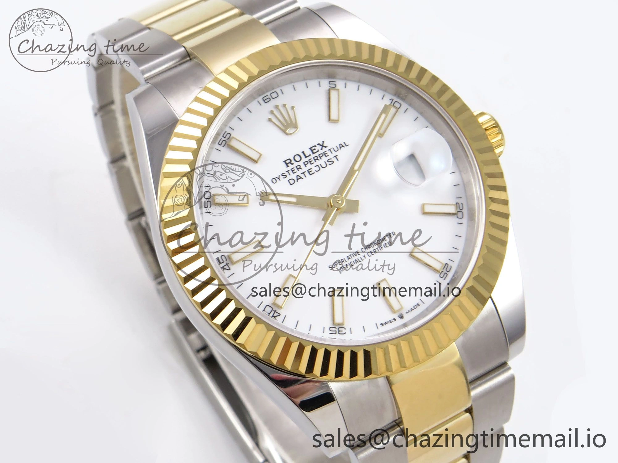 DateJust 41 126333 EWEF Best Edition White Stick Dial on SS YG Oyster Bracelet A3235