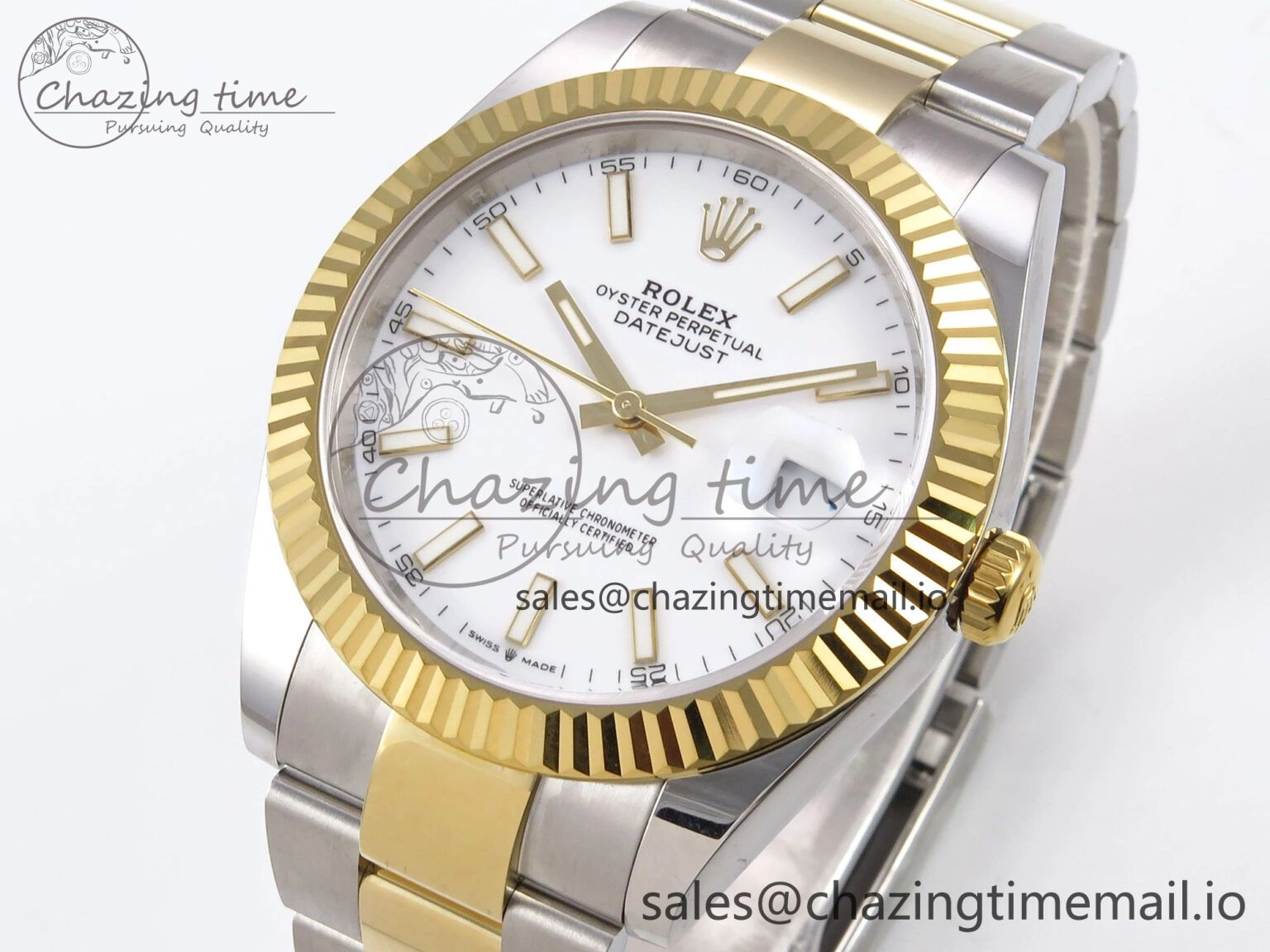 DateJust 41 126333 EWEF Best Edition White Stick Dial on SS YG Oyster Bracelet A3235
