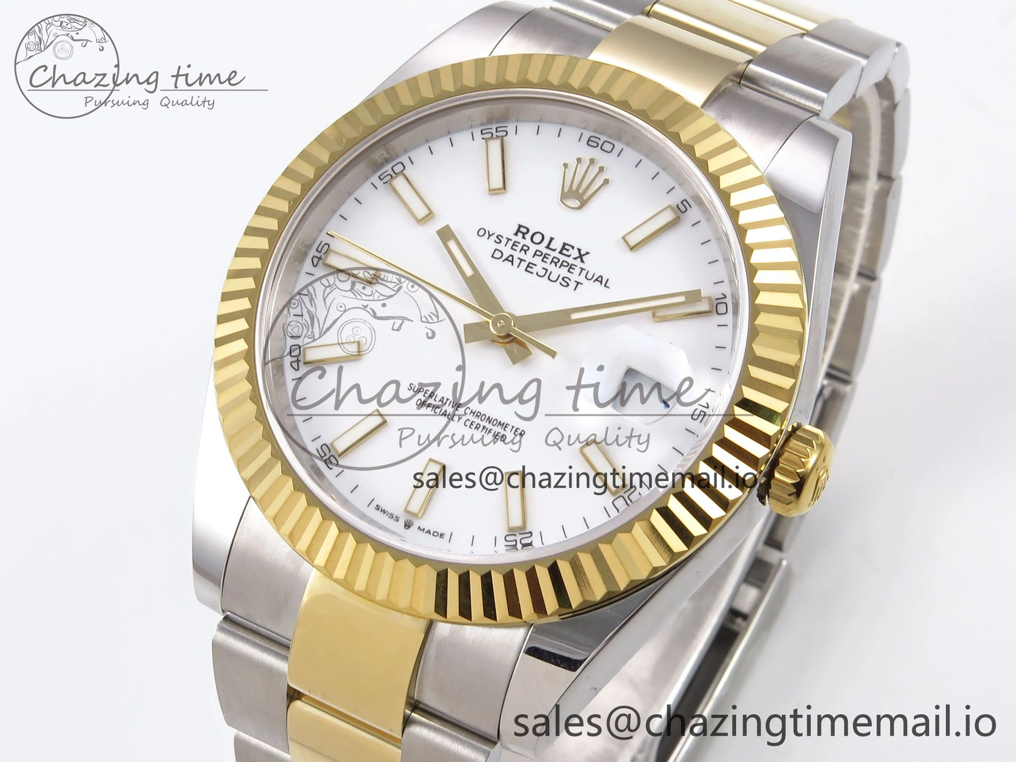 DateJust 41 126333 EWEF Best Edition White Stick Dial on SS YG Oyster Bracelet A3235