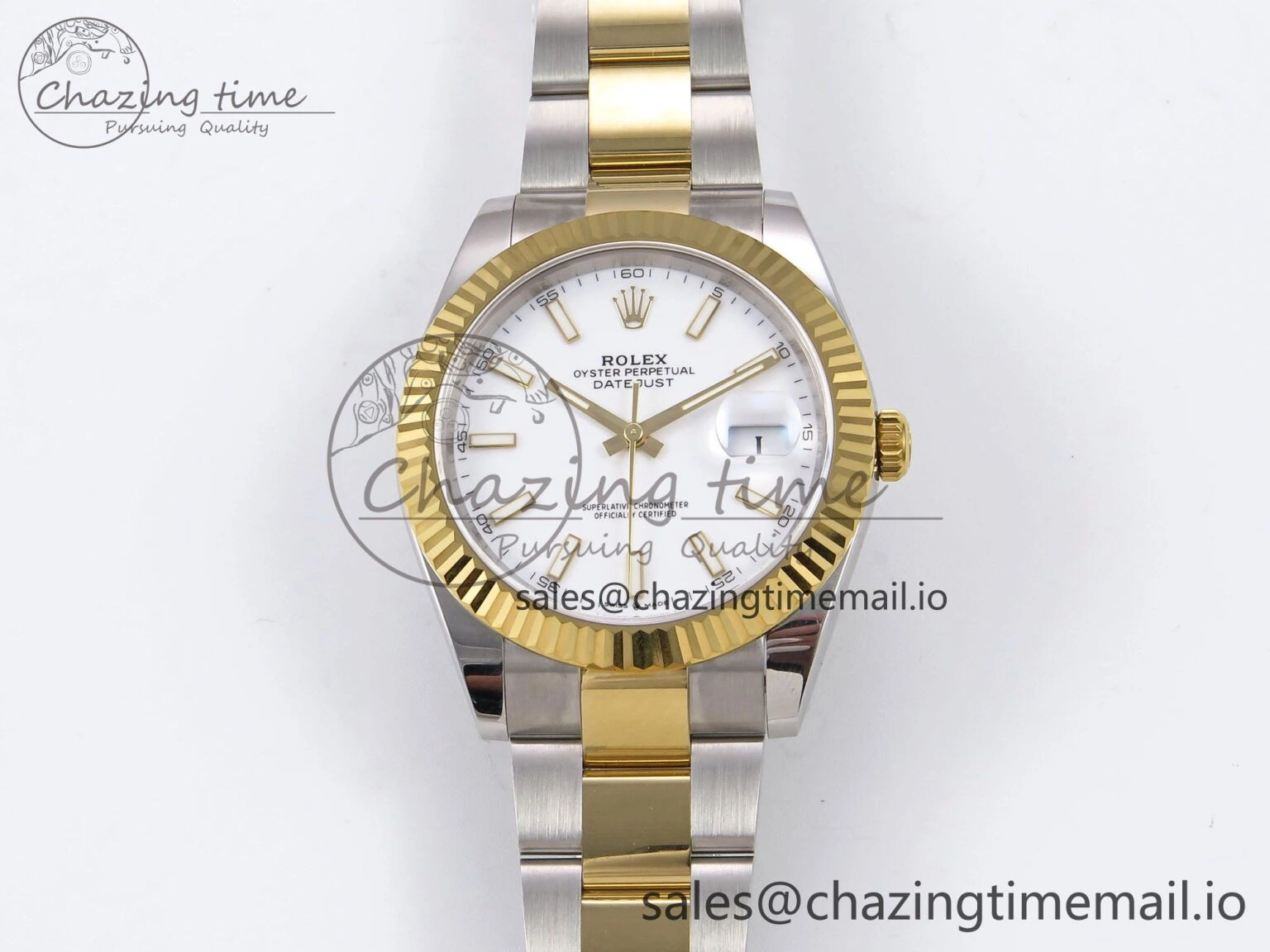 DateJust 41 126333 EWEF Best Edition White Stick Dial on SS YG Oyster Bracelet A3235