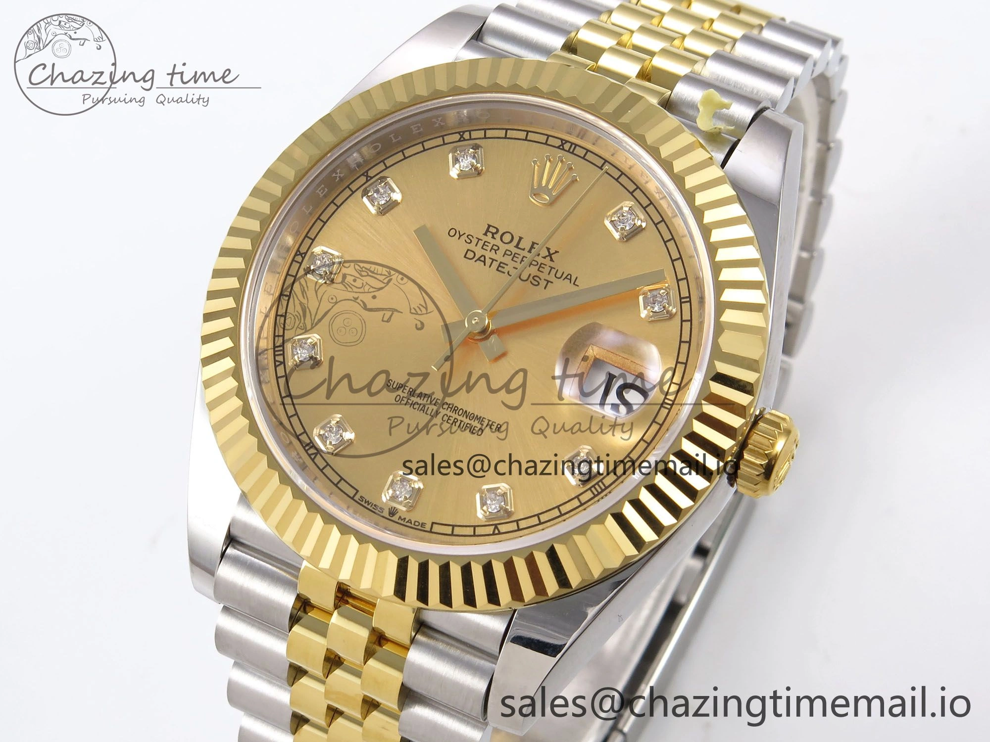 DateJust 41 126333 EWEF Best Edition YG Diamonds Dial on SS YG Jubilee Bracelet A3235